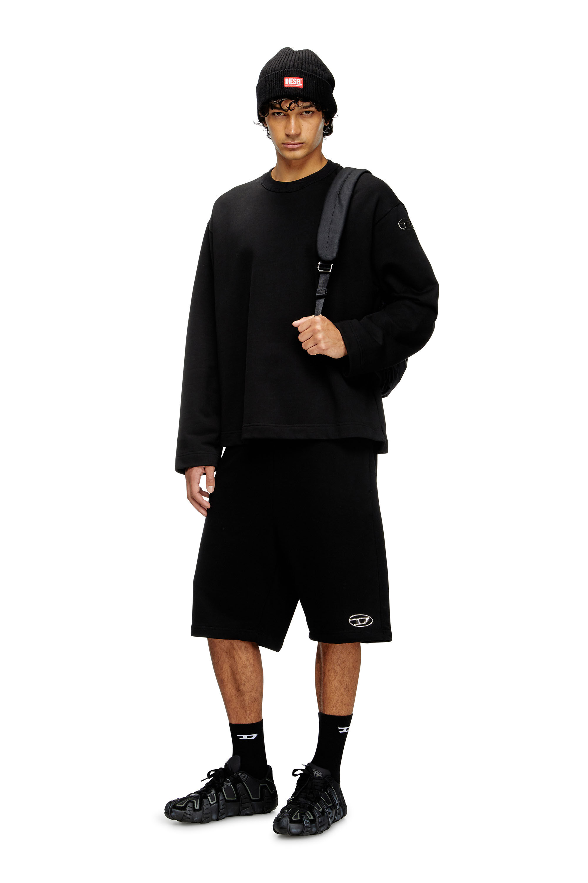 Diesel - S-MACSIS-OD, Sweat-shirt avec logo m&eacute;tallis&eacute; Homme in Noir - 1