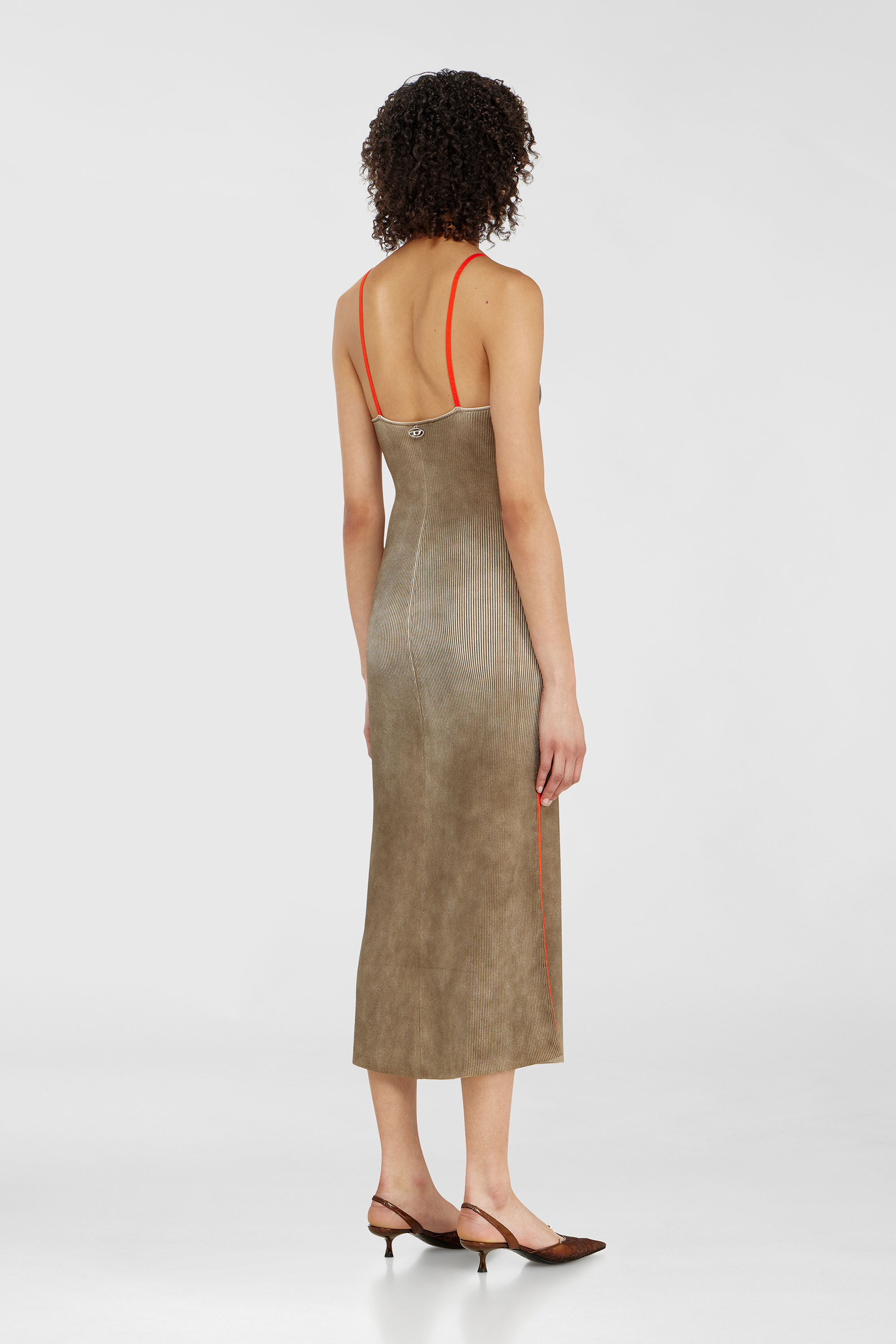 Diesel - M-SARMELA, Robe midi en maille c&ocirc;tel&eacute;e avec bandes contrast&eacute;es Femme in Polychrome - 4