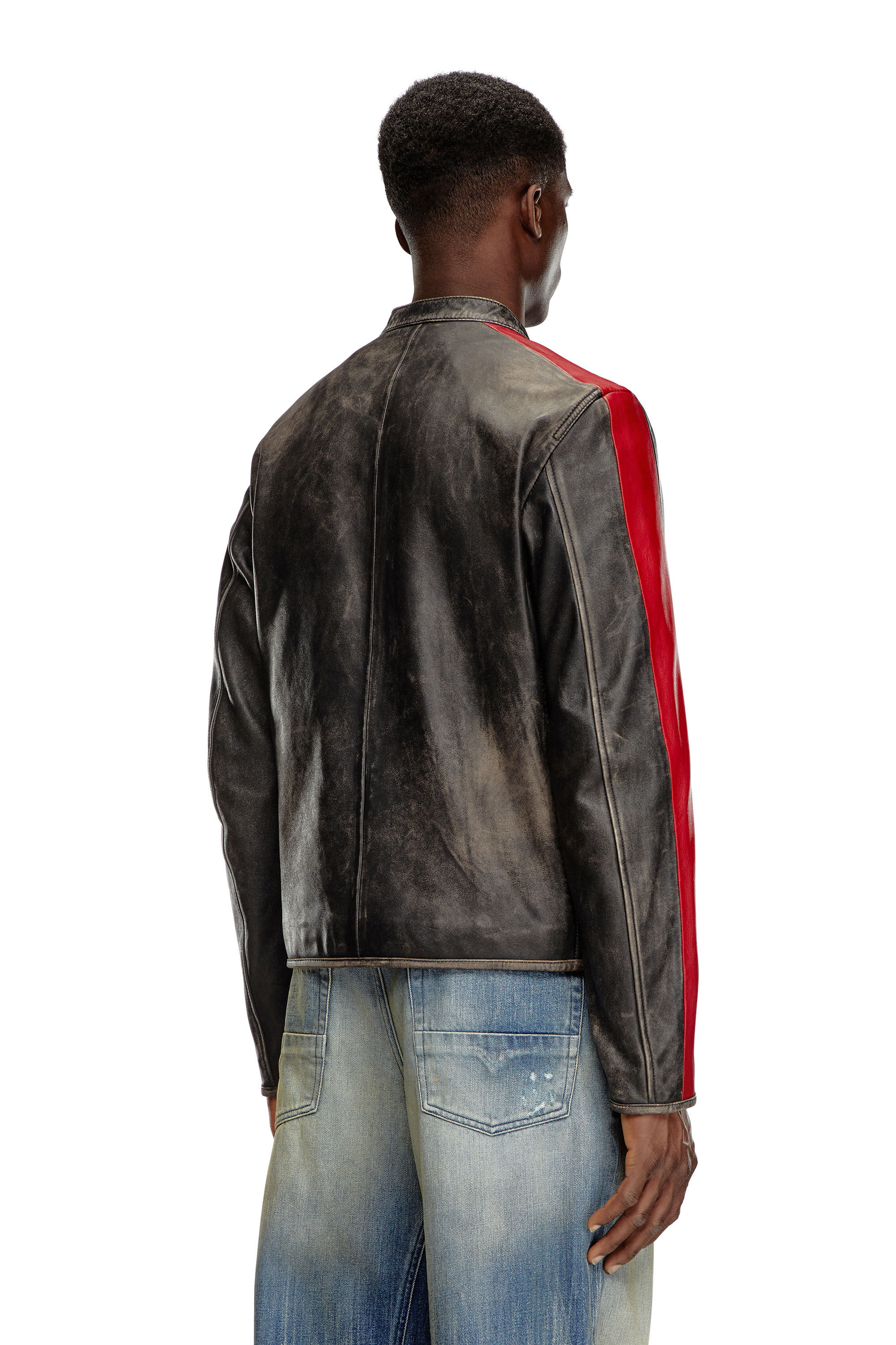 Diesel - L-RENN, Homme Veste en cuir à rayures contrastées in Polychrome - Image 4