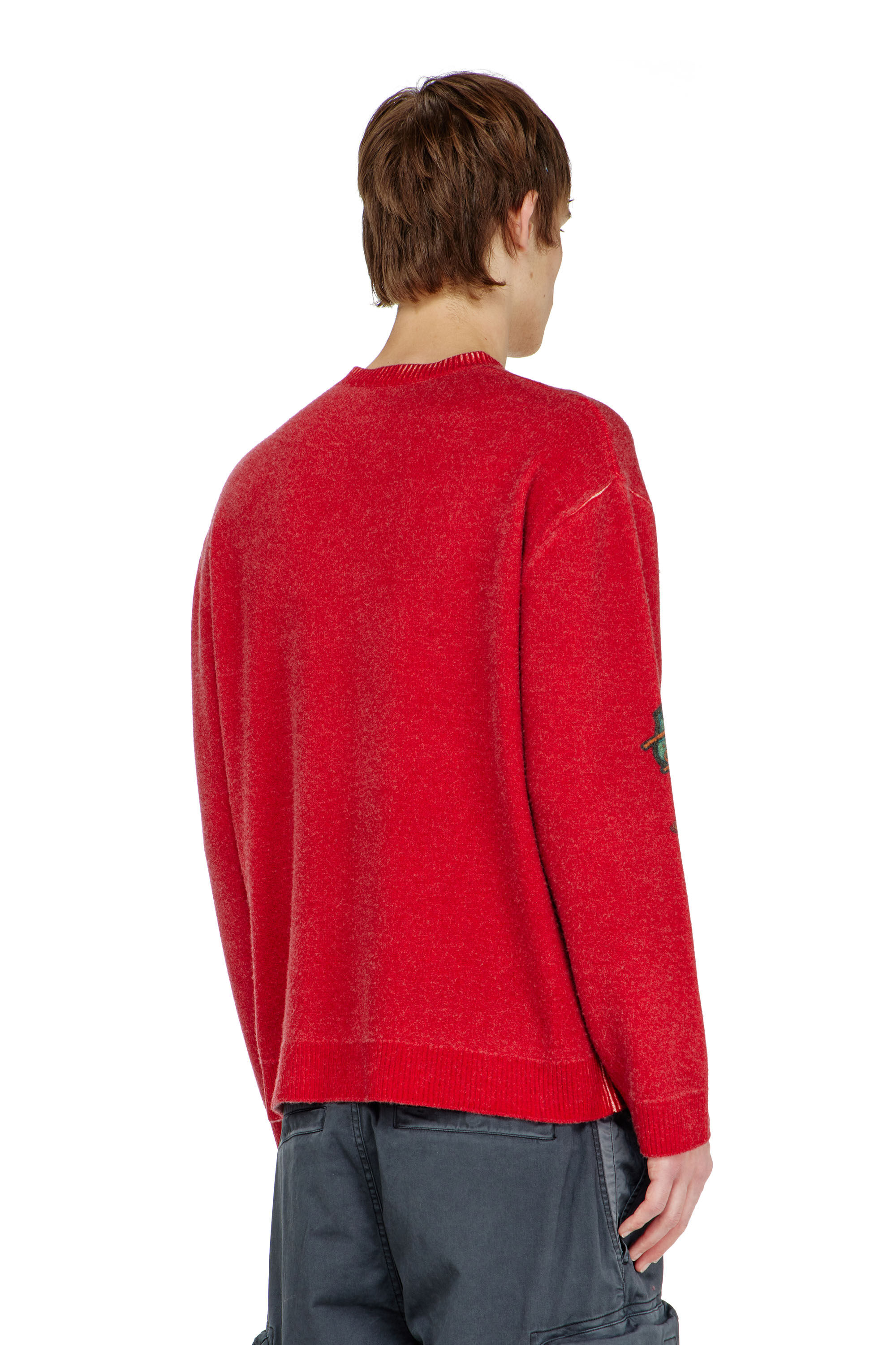 Diesel - K-PATCY, Pull en laine avec patchs imprim&eacute;s Homme in Rouge - 4