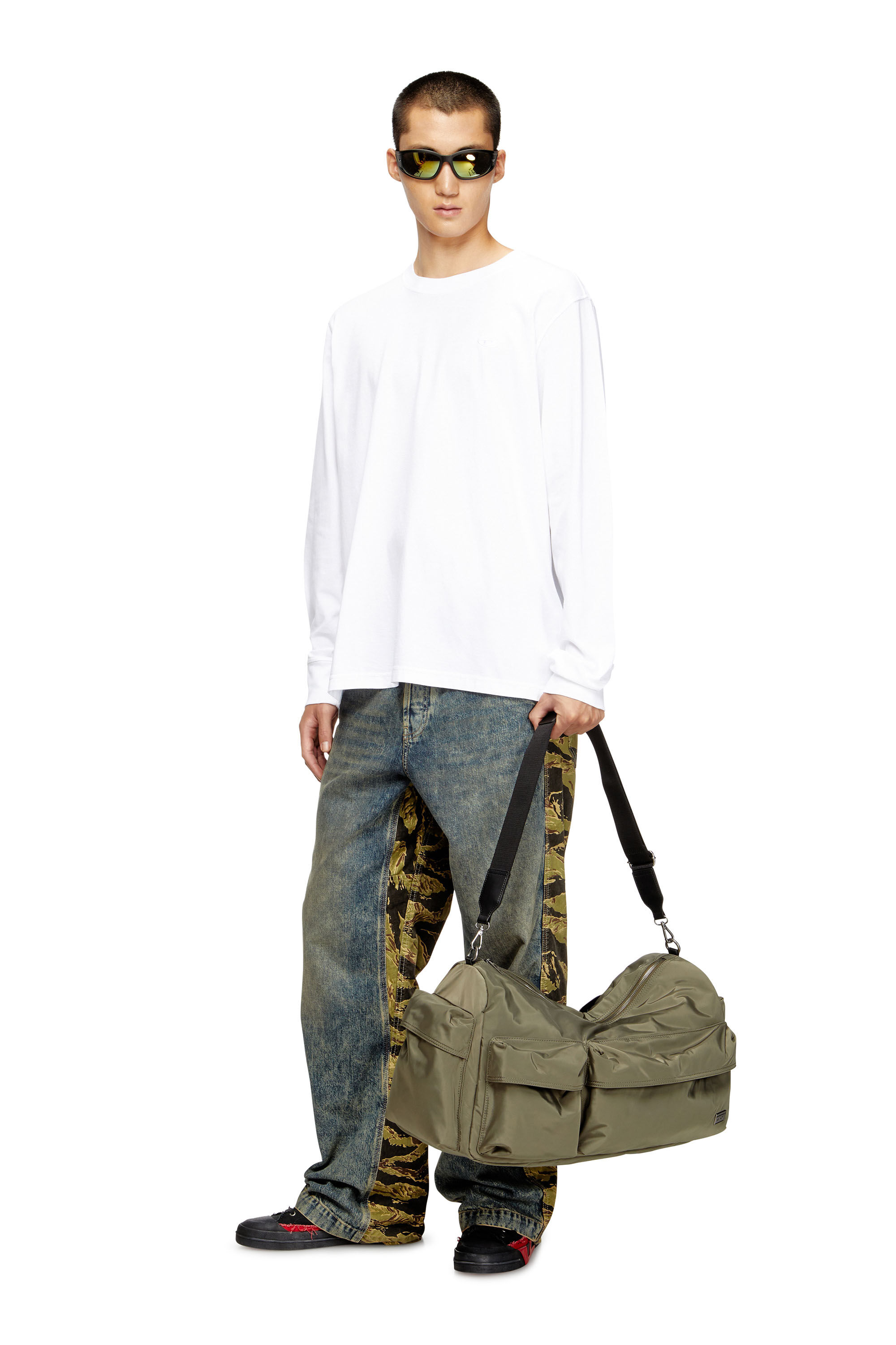 Diesel - MULTI-PKTS DUFFLE X, Multi-Pkts-Sac polochon multipoche en étoffe utilitaire Mixte in Vert - 5