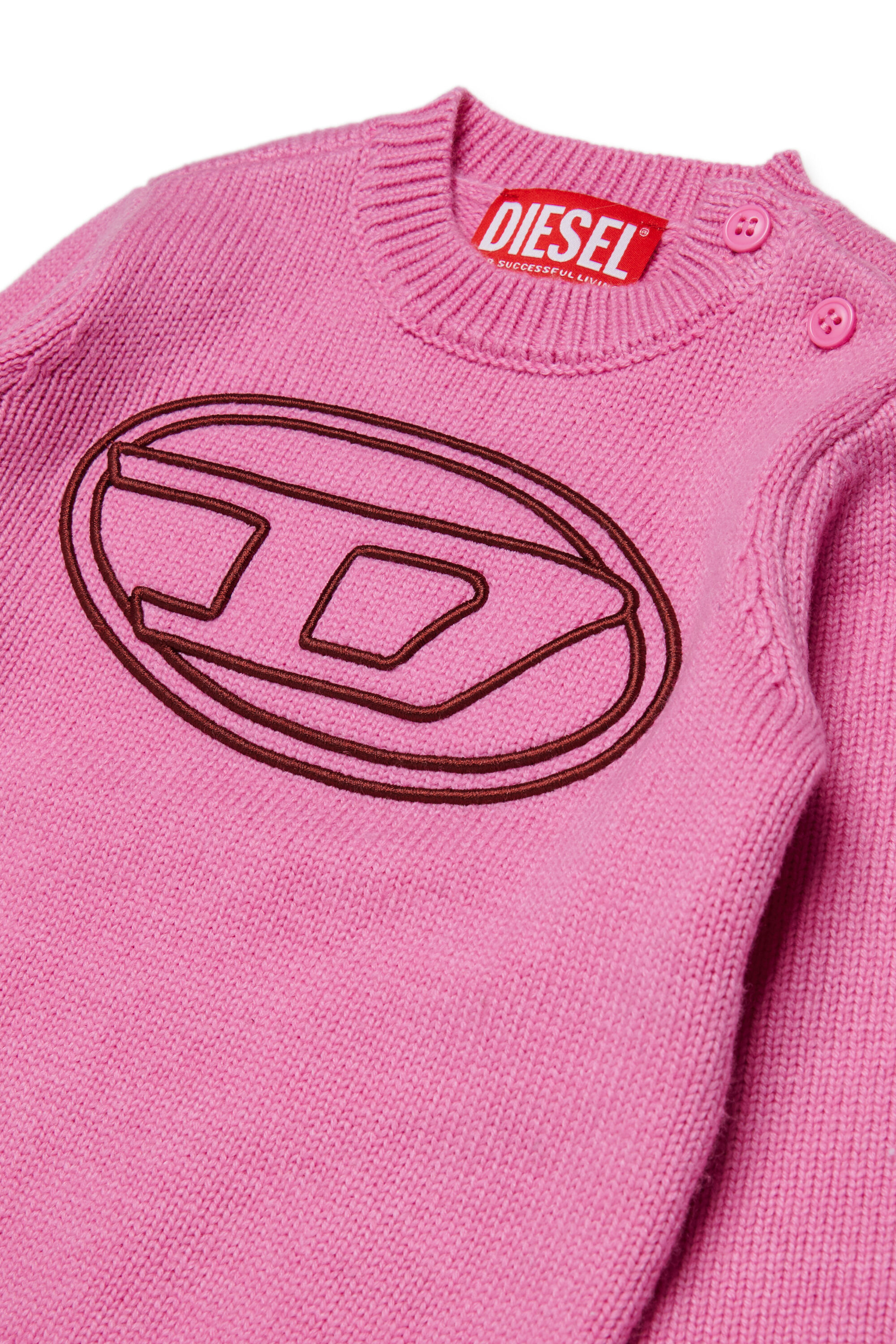 Diesel - KOMYB, Pull enrichi en cachemire avec grand Oval D Homme in Rose - 3