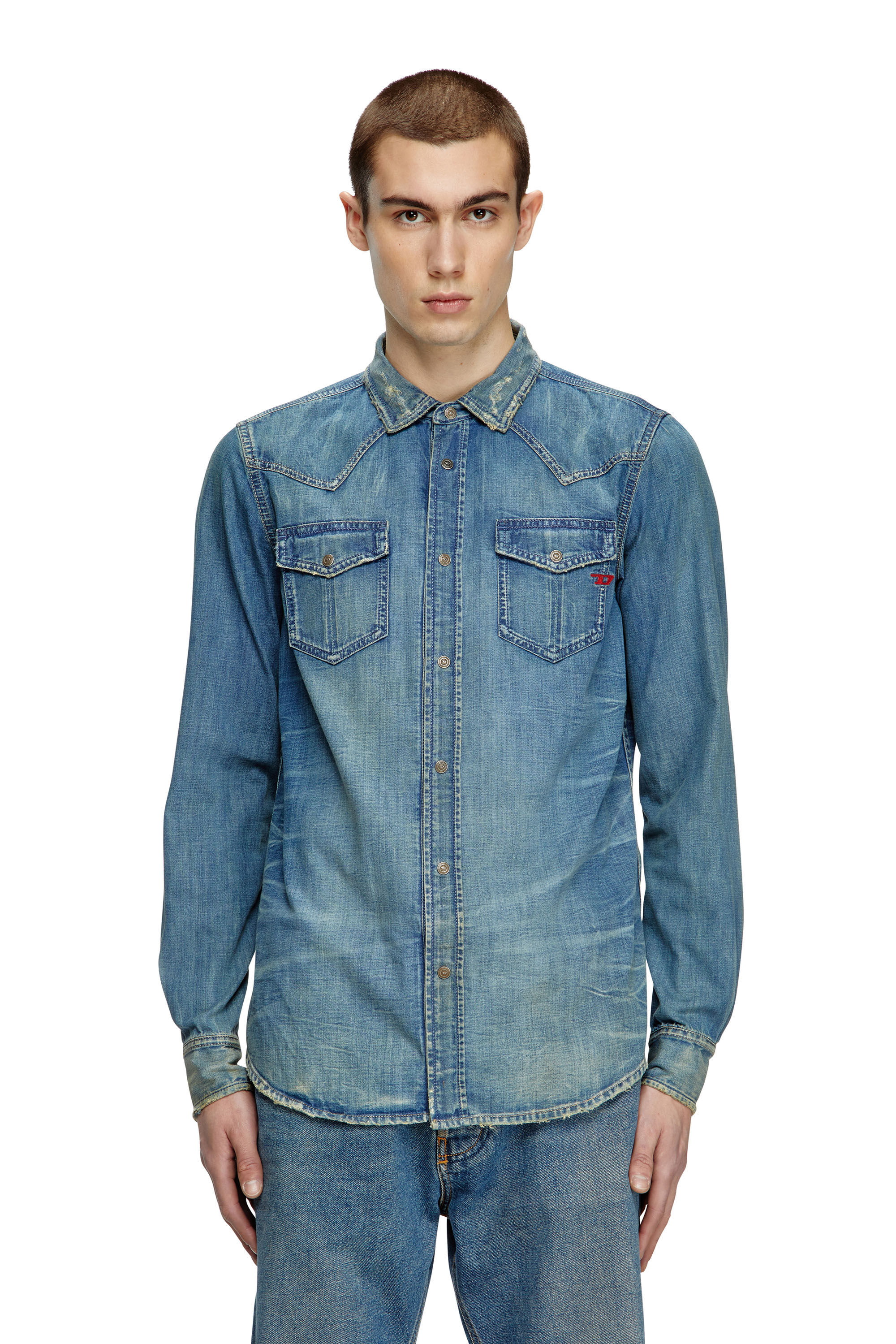 Diesel - D-VEGA, Surchemise en denim Homme in Bleu - 3