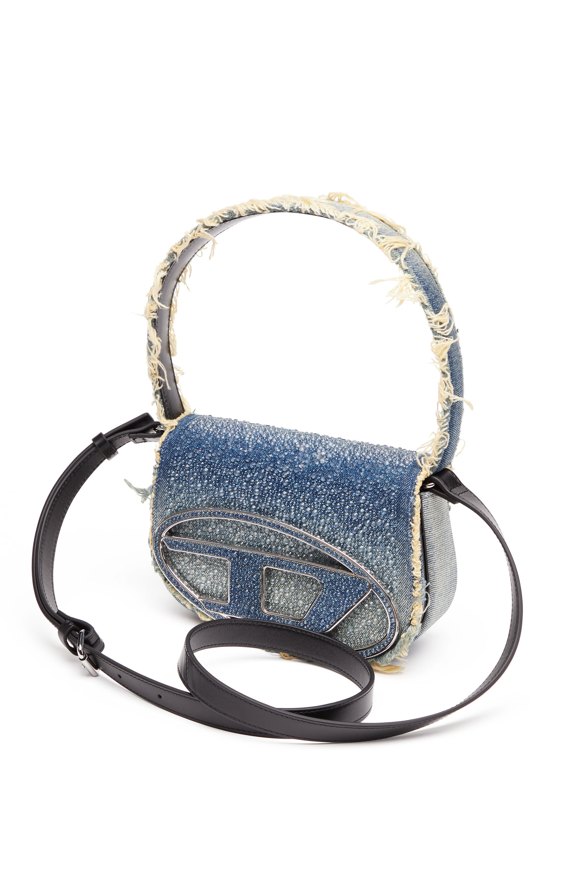 Diesel - 1DR, 1DR-Sac épaule iconique en denim et cristaux Femme in Bleu - 2