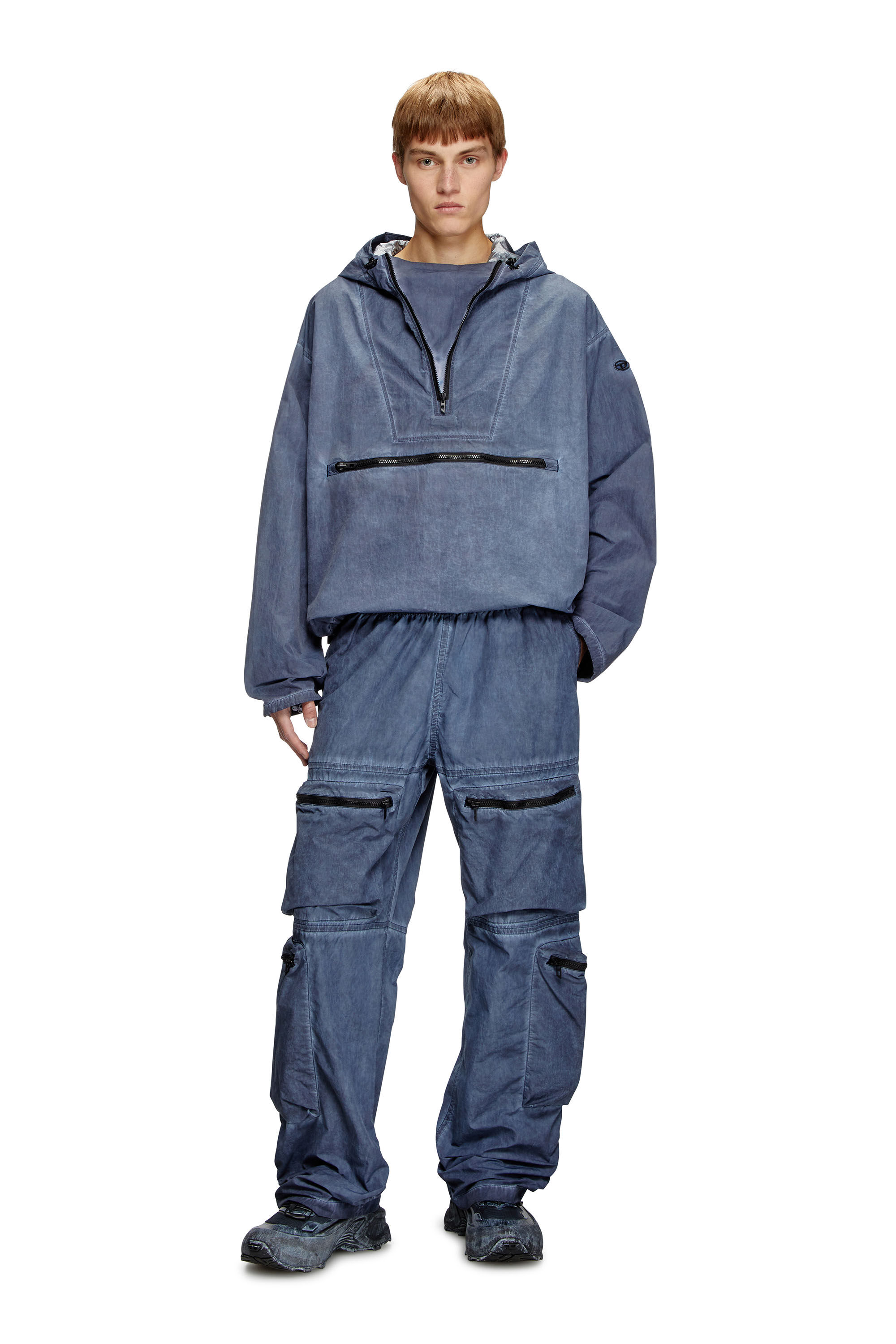 Diesel - J-NOODE-A, Veste anorak à capuche compressible Homme in Bleu - 1