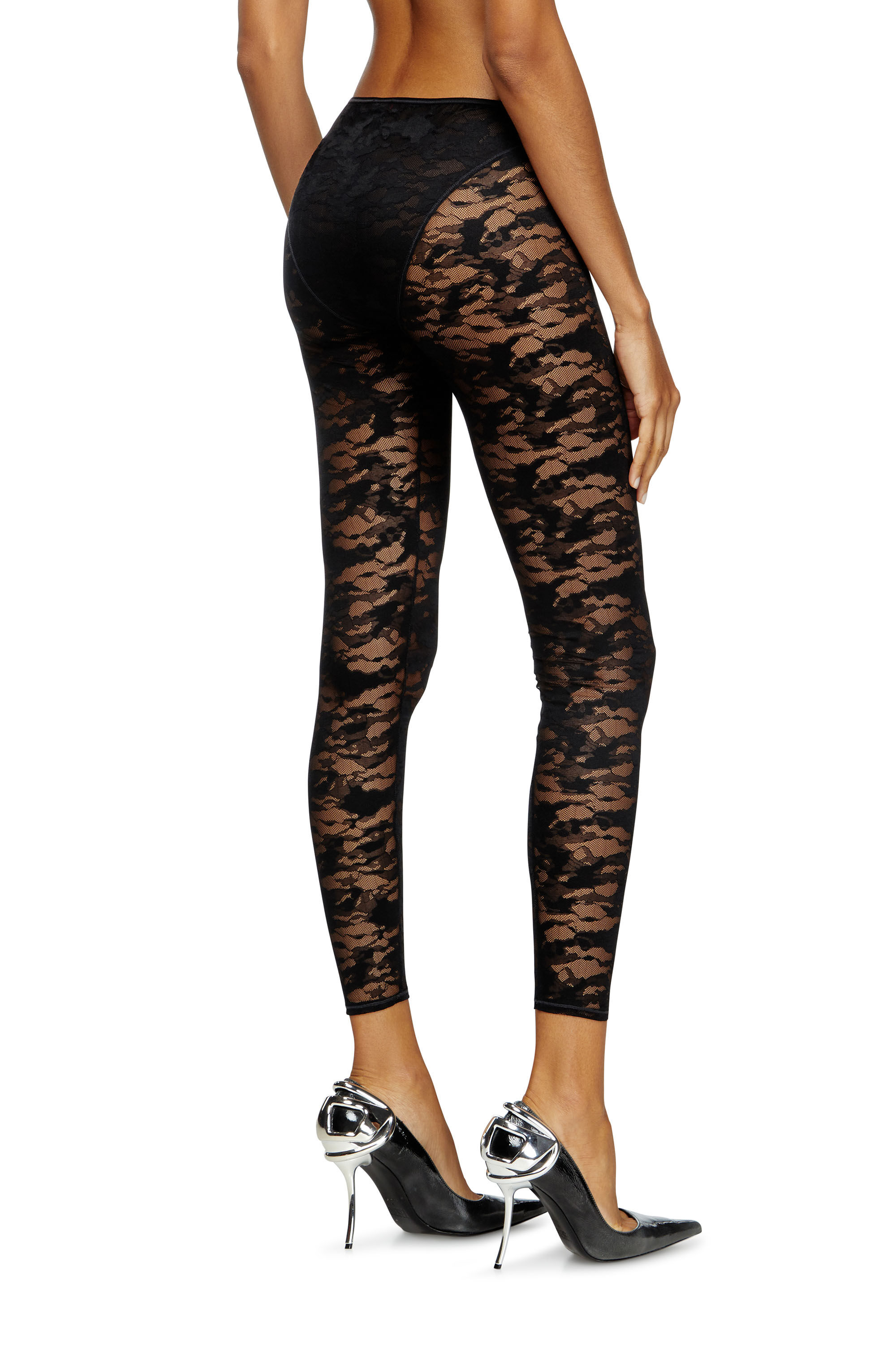 Diesel - CLAIRE-UTLT, Legging en dentelle camouflage Femme in Noir - 4