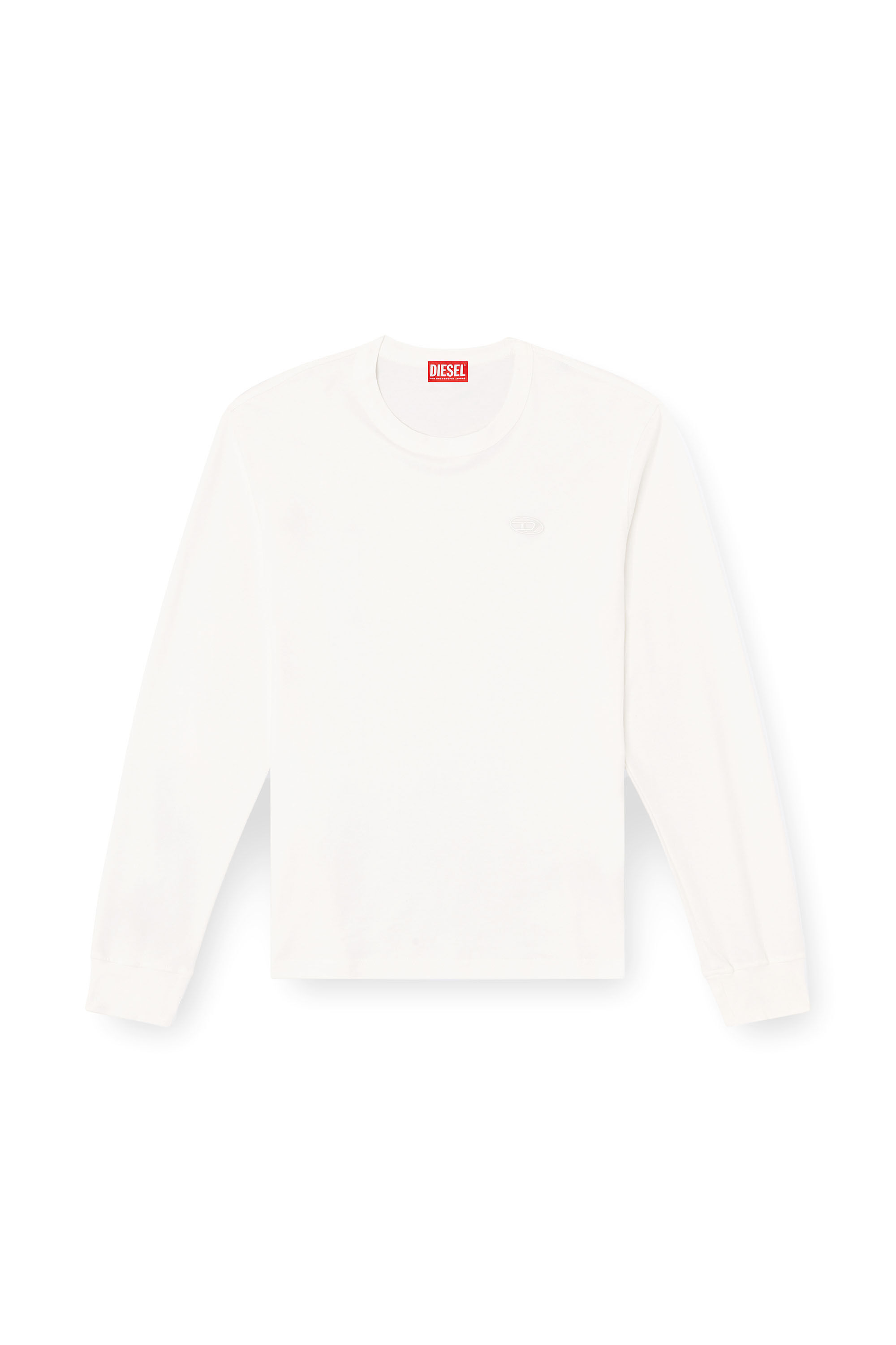 Diesel - T-ADJUST-LS-SLITS-R17, T-shirt à manches longues avec logo brodé Homme in Blanc - 2