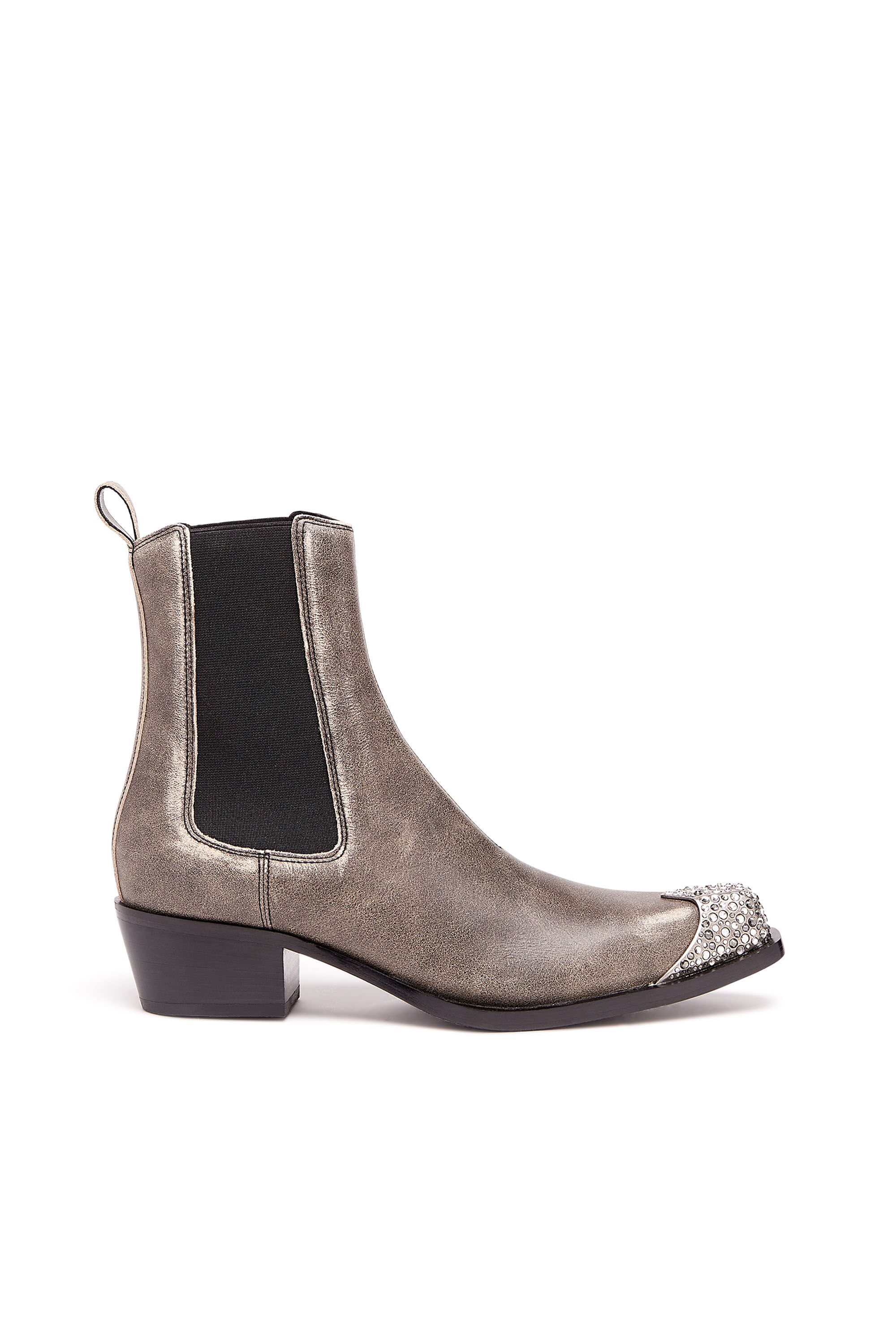 Diesel - D-CALAMITY AB, D-Calamity Ab - Bottes en cuir traité avec embout en cristal Femme in Marron - 1