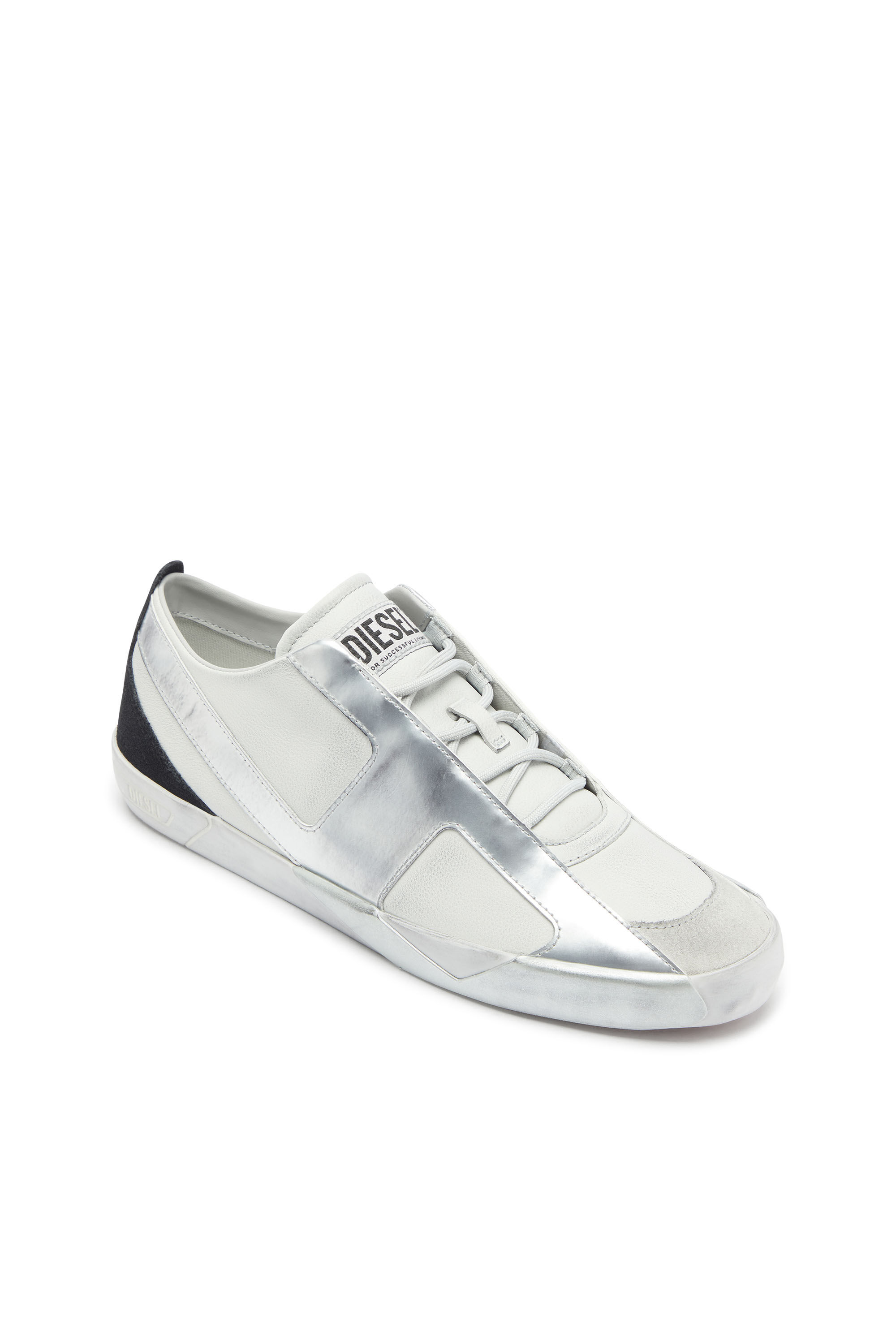 Diesel - S-SLANTE-D LOW, S-Slante-D - Sneakers effet us&eacute; en cuir et su&egrave;de Homme in Blanc - 6
