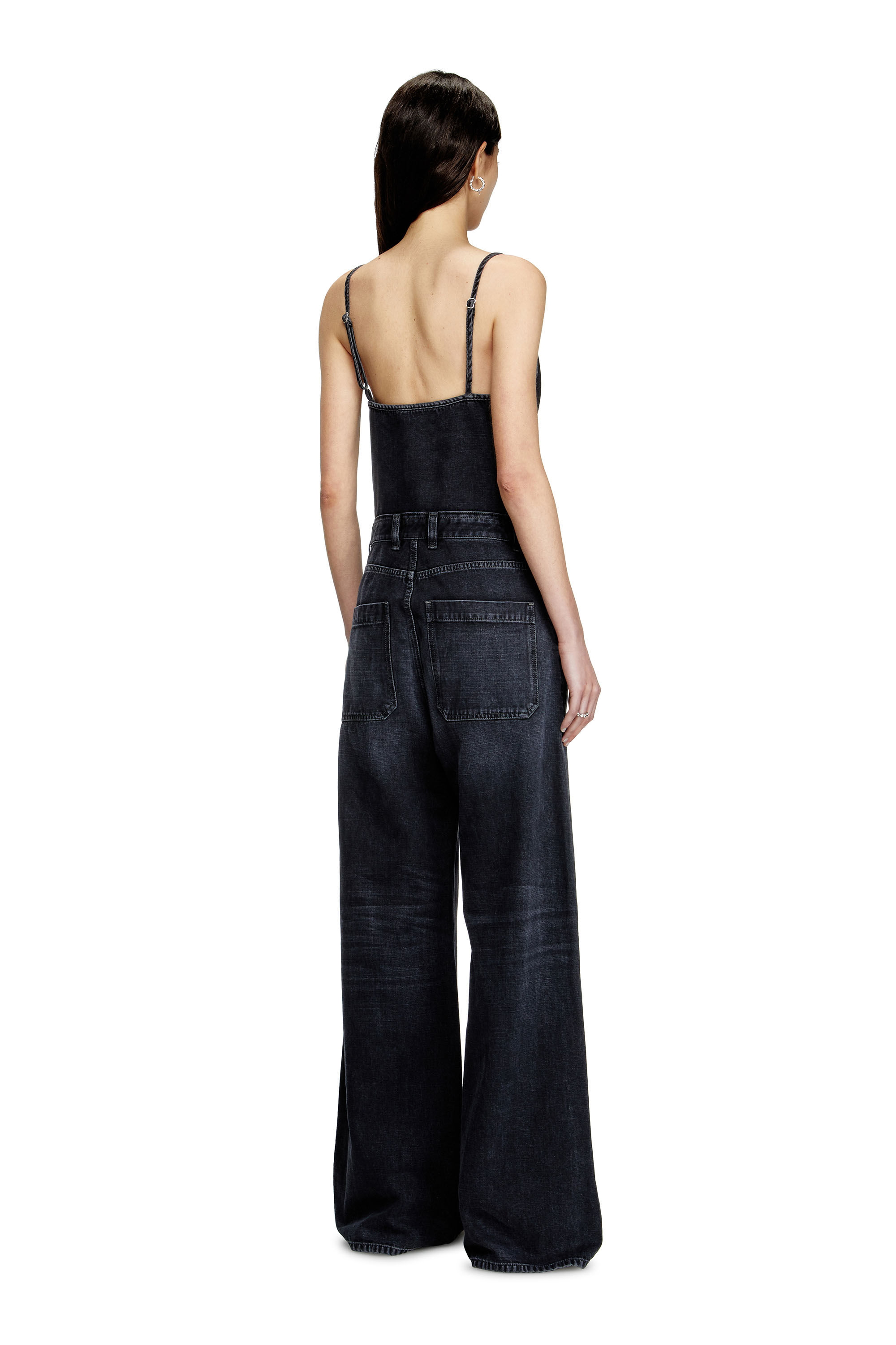 Diesel - DE-VORS, Combinaison à bretelles en denim tissé batavia Femme in Noir - 1
