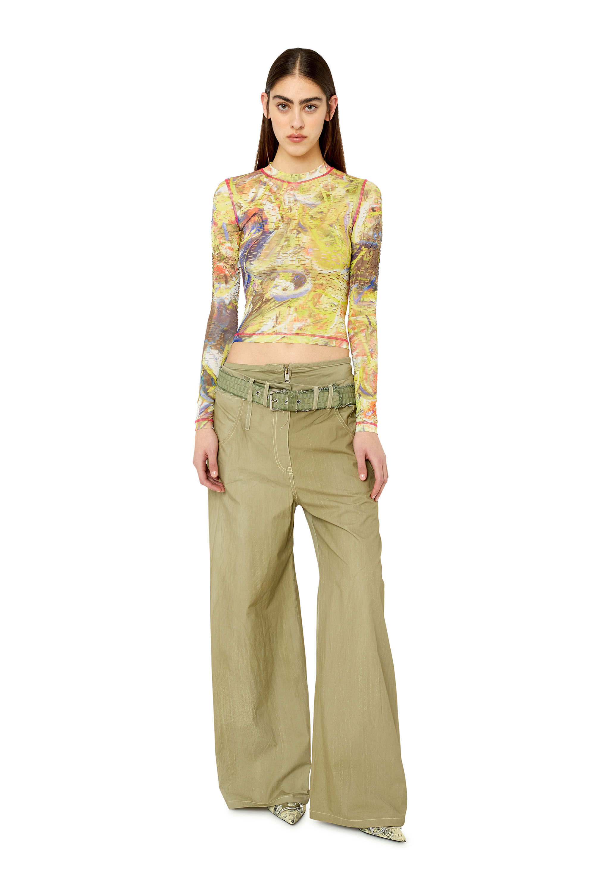 T-CLADDY Woman: Laser-cut top with abstract print | Diesel