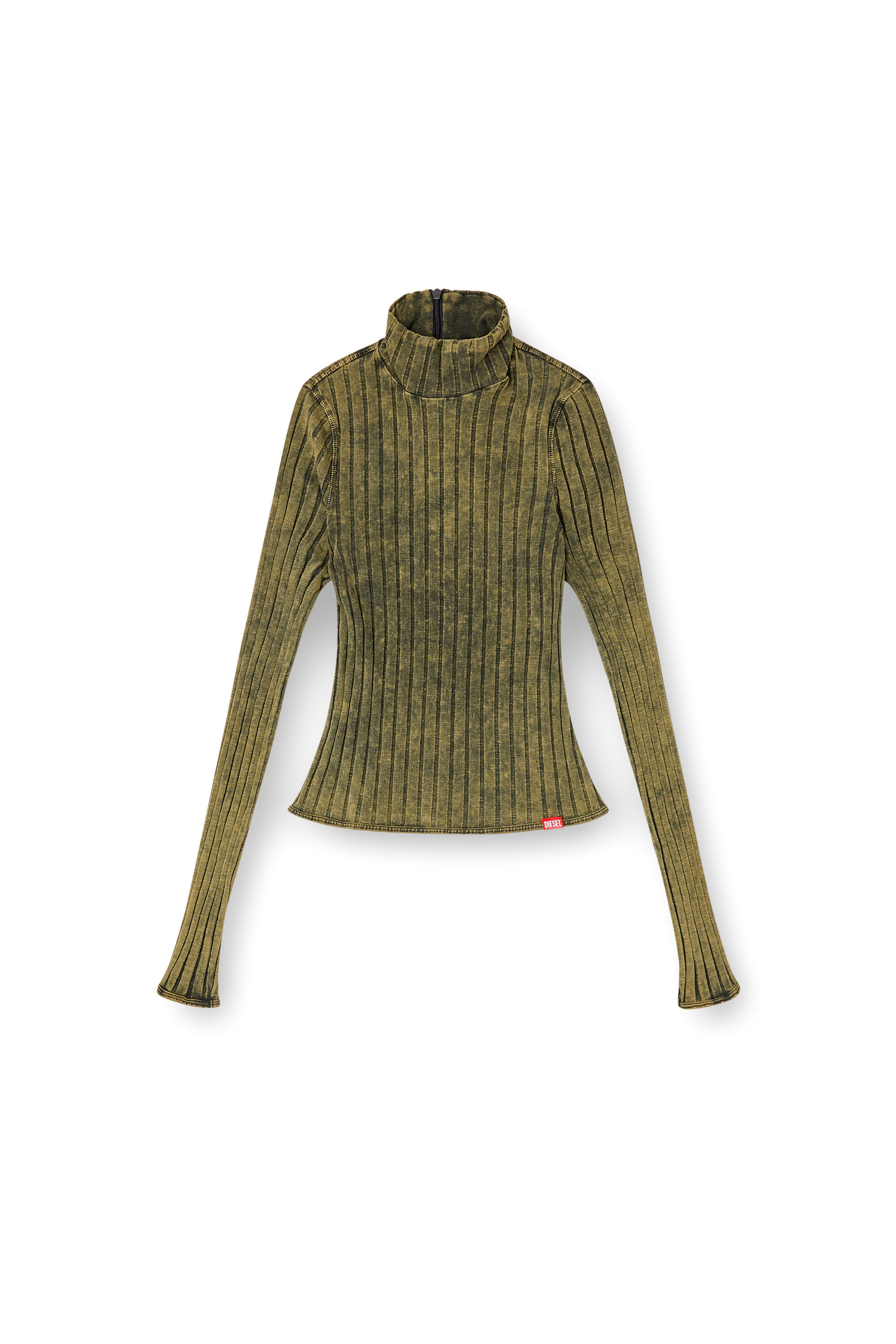 Diesel - T-CLAWA, Pull en jersey à larges côtes traité Femme in Vert - 2