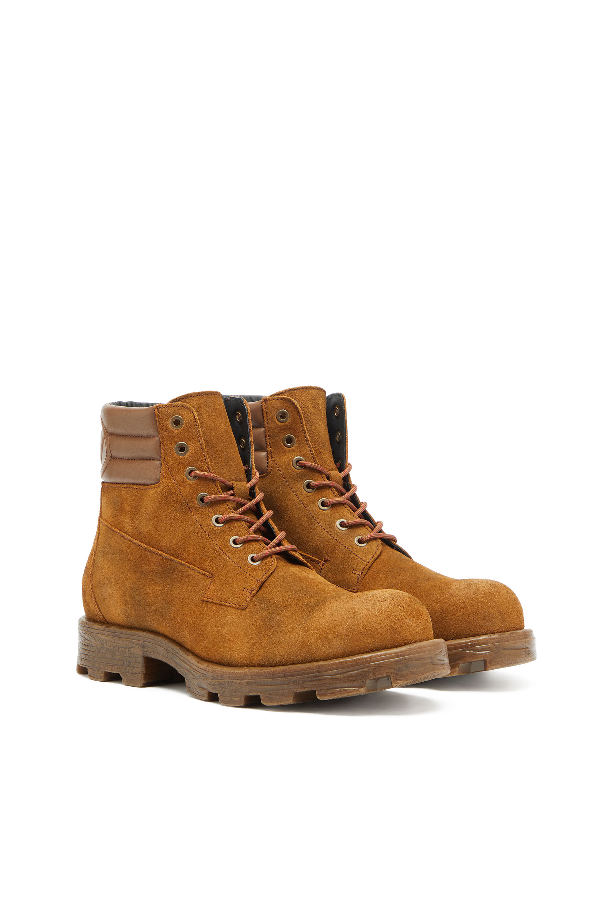 Diesel - D-HAMMER LACE UP, D-Hammer - Bottines de combat en su&egrave;de et cuir Homme in Marron - 2