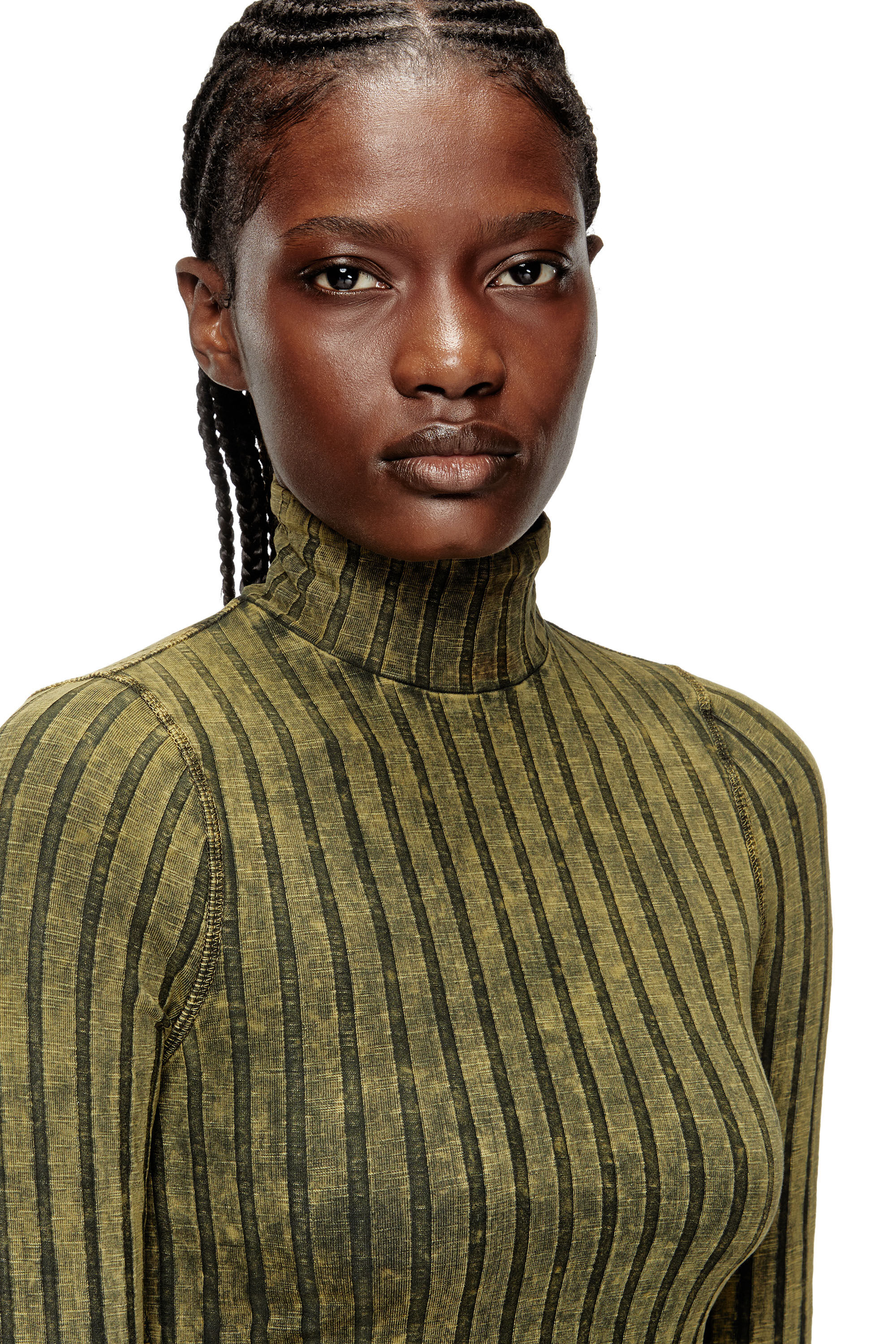 Diesel - T-CLAWA, Pull en jersey à larges côtes traité Femme in Vert - 5