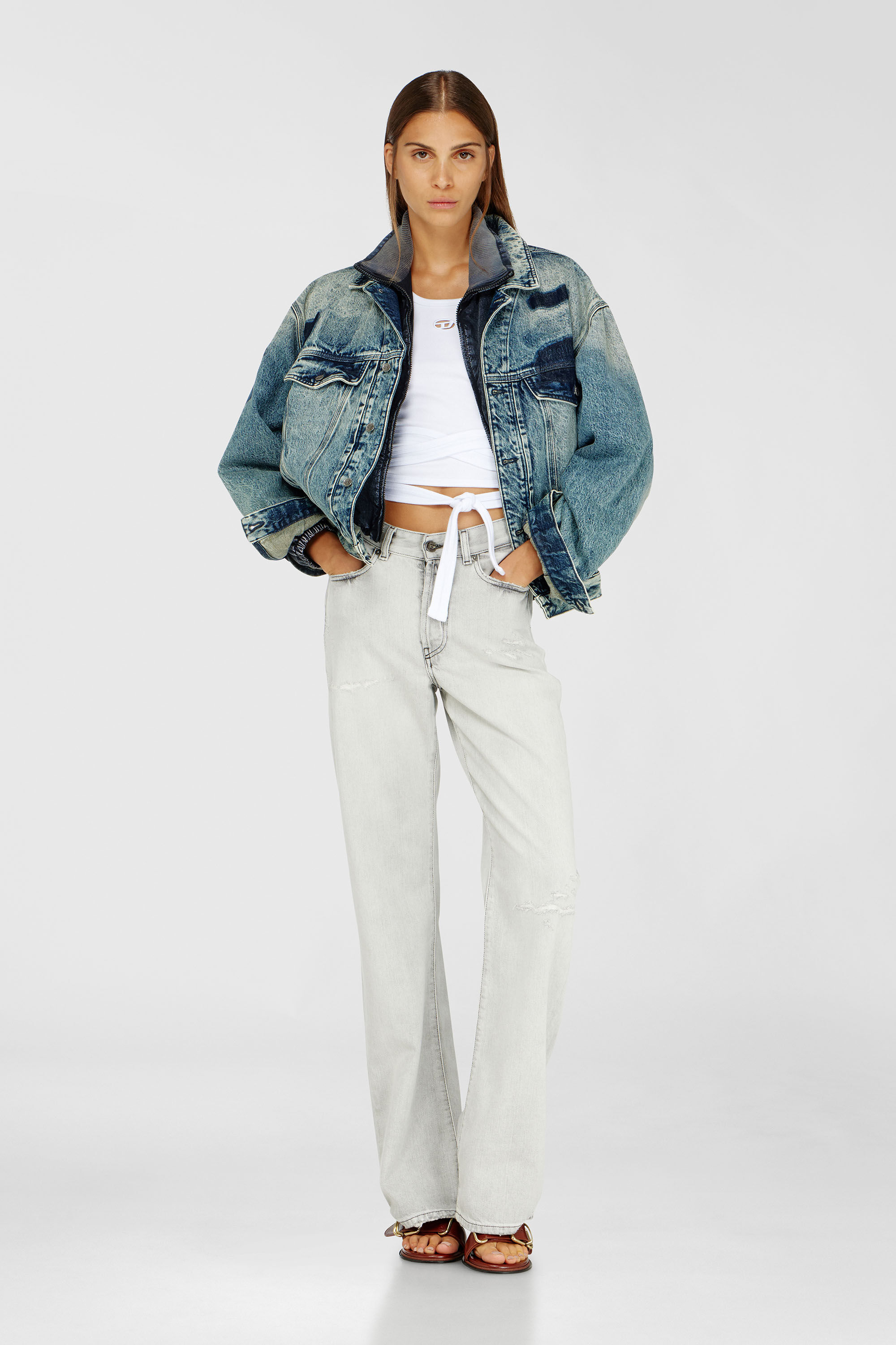 Diesel - T-ANKY-TAIL-S1, Crop top avec lacets enveloppants Femme in Blanc - 1