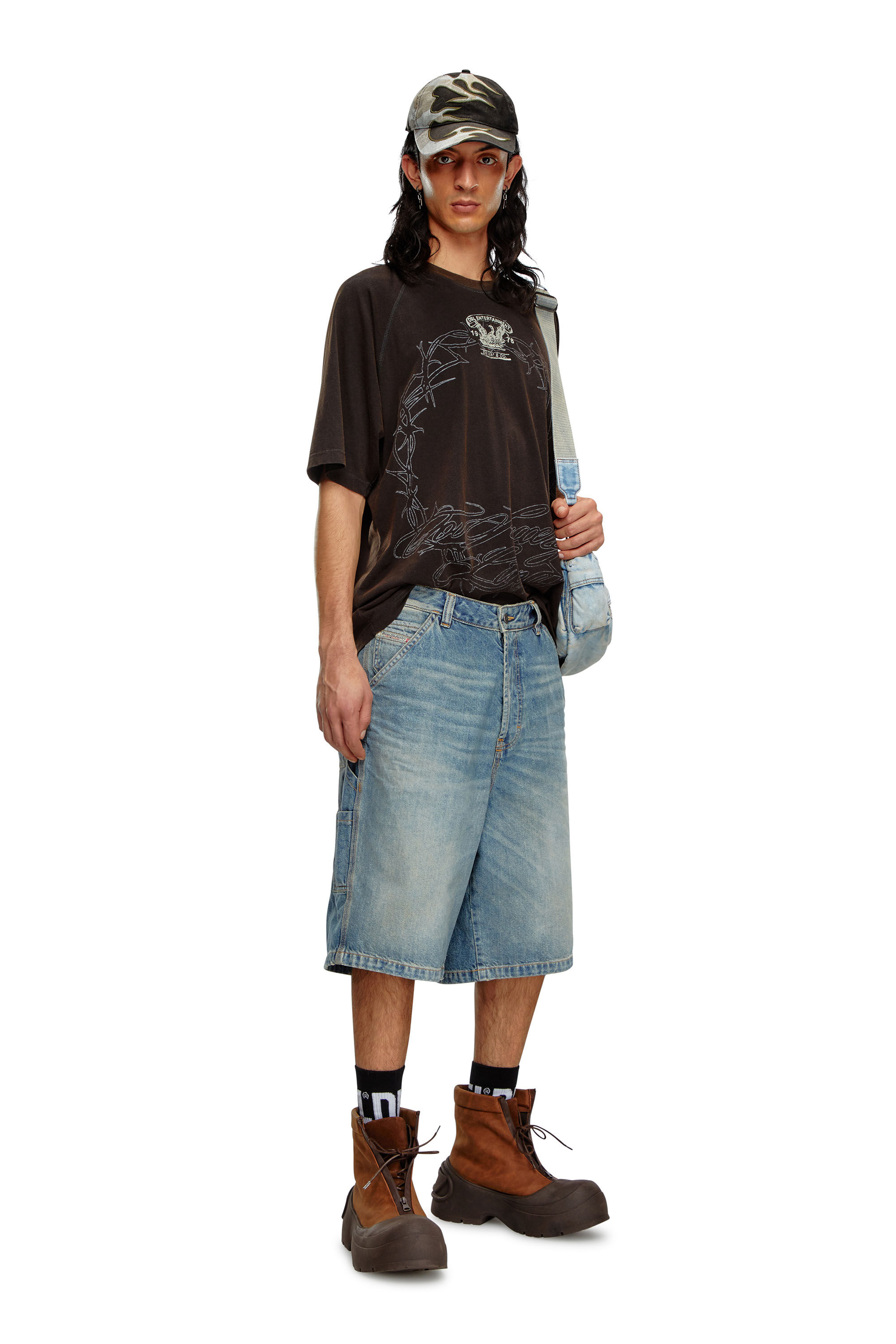 【ANGLAN】Side Paisley Denim Half Shorts Half Pants - ANGLAN