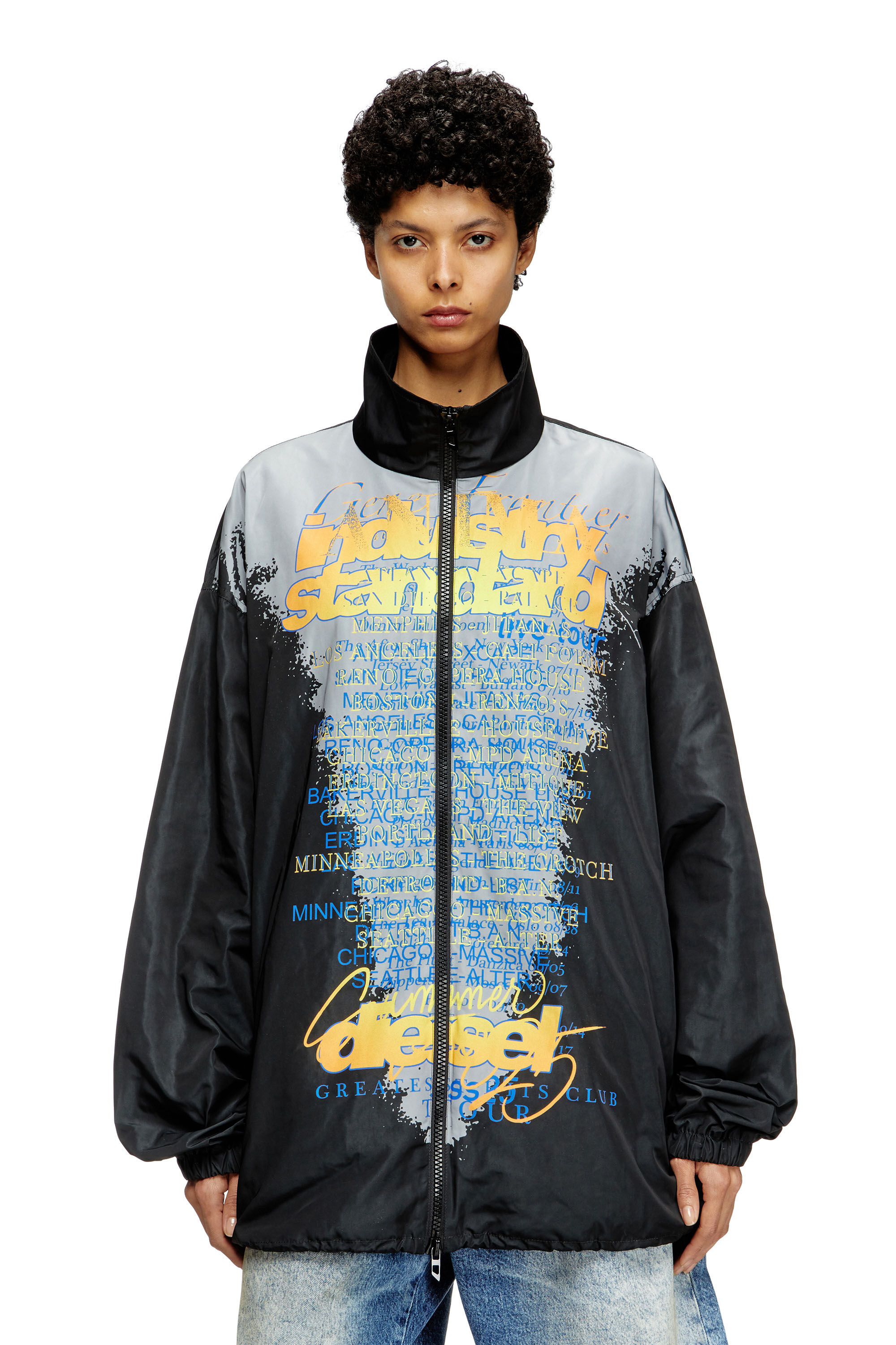 Diesel - J-ERIK, Veste en jersey technique avec imprimé paroles Mixte in Noir - 6
