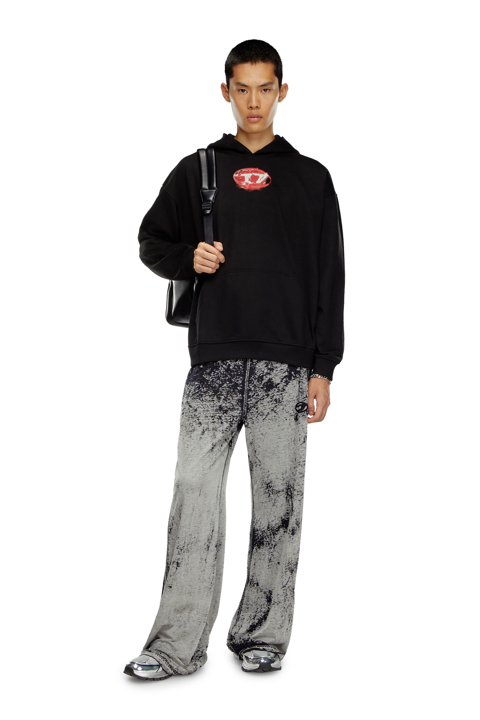 Diesel - S-BOXT-HOOD-K3, Sweat-shirt à capuche avec logo imprimé effet eau Homme in Noir - 1
