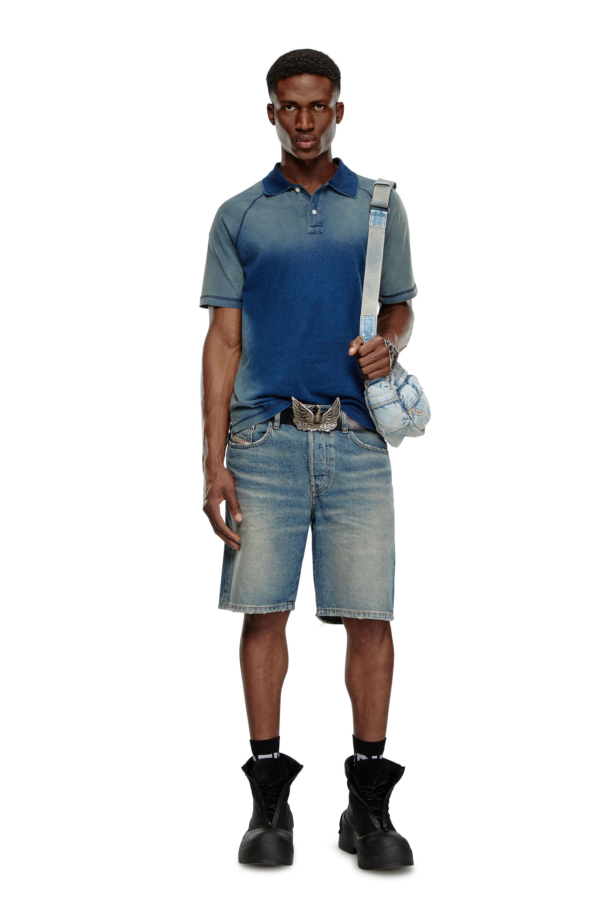 Short en denim coupe reguliere pour hommes Bleu moyen Diesel