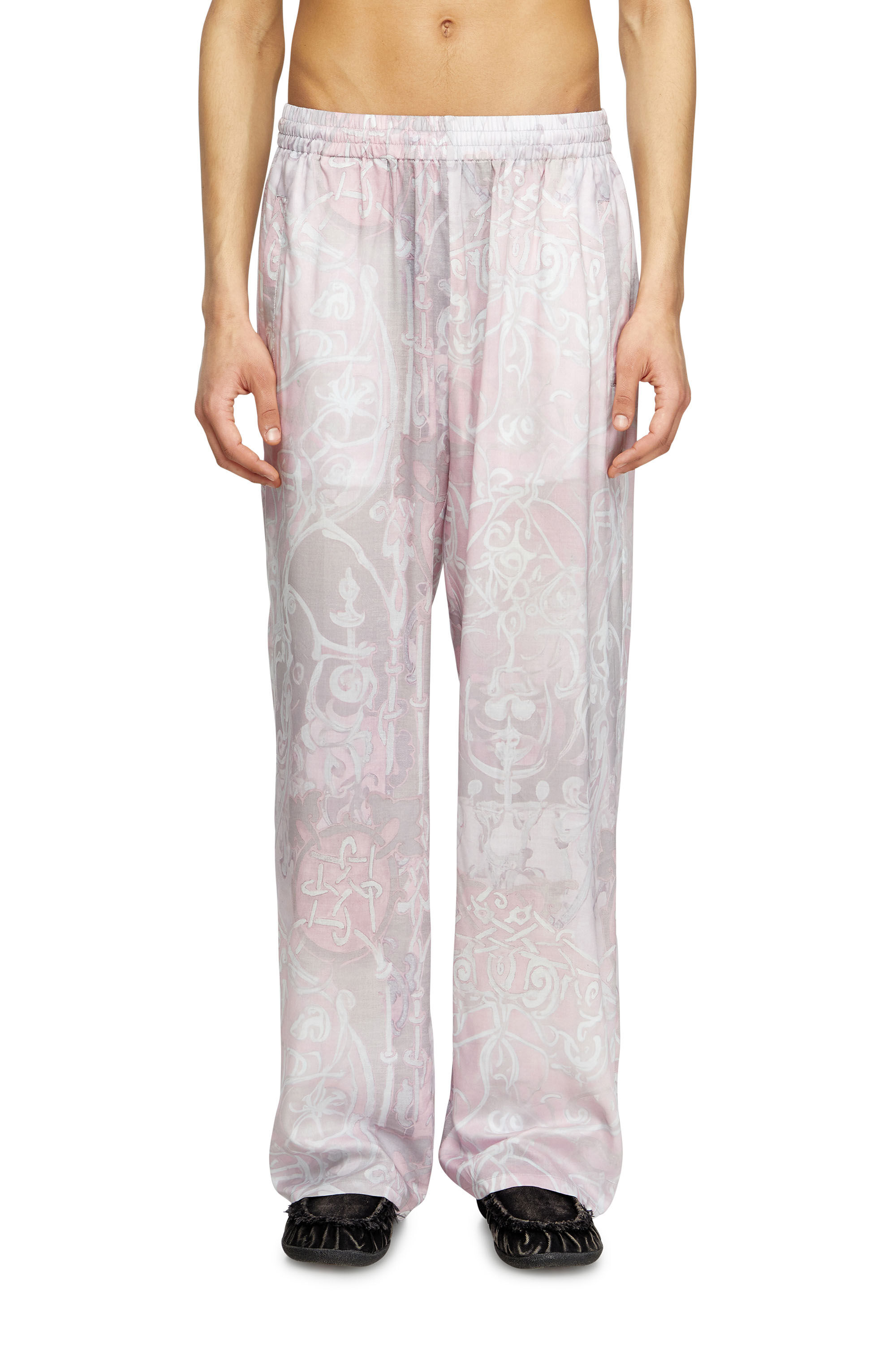 Diesel - P-THECK-A-AJFW, Pantalon de survêtement avec imprimé médiéval Mixte in Rose - 3