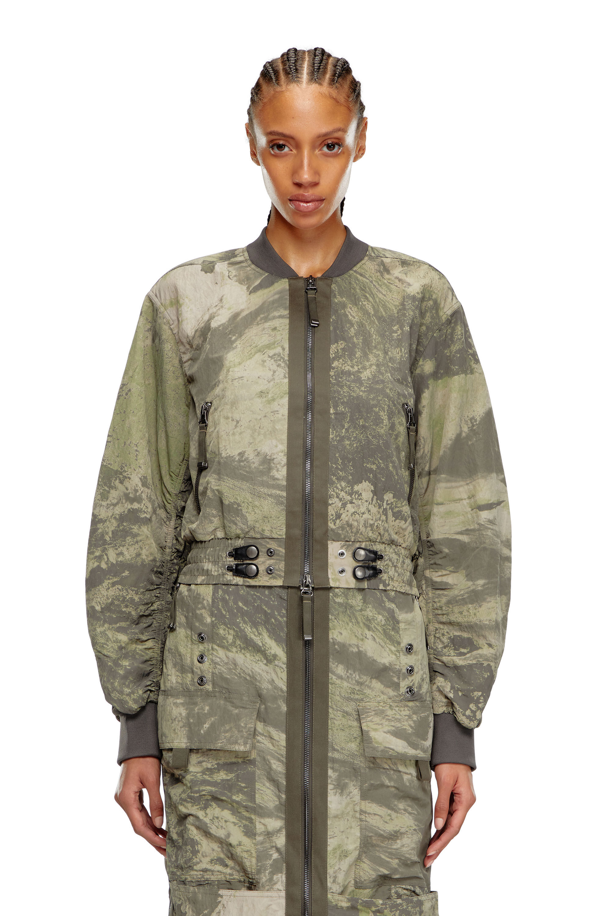 Veste bomber en nylon leger Femme Vert Diesel