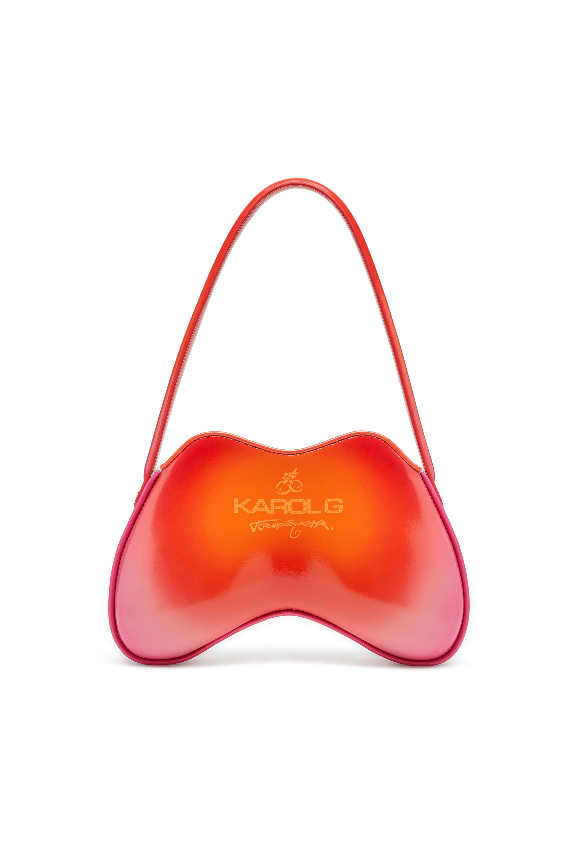 Diesel - K.G. DOUBLE-D SHOULDER, Double-D-Sac à bandoulière brillant avec imprimé lotus Femme in Blanc - 2