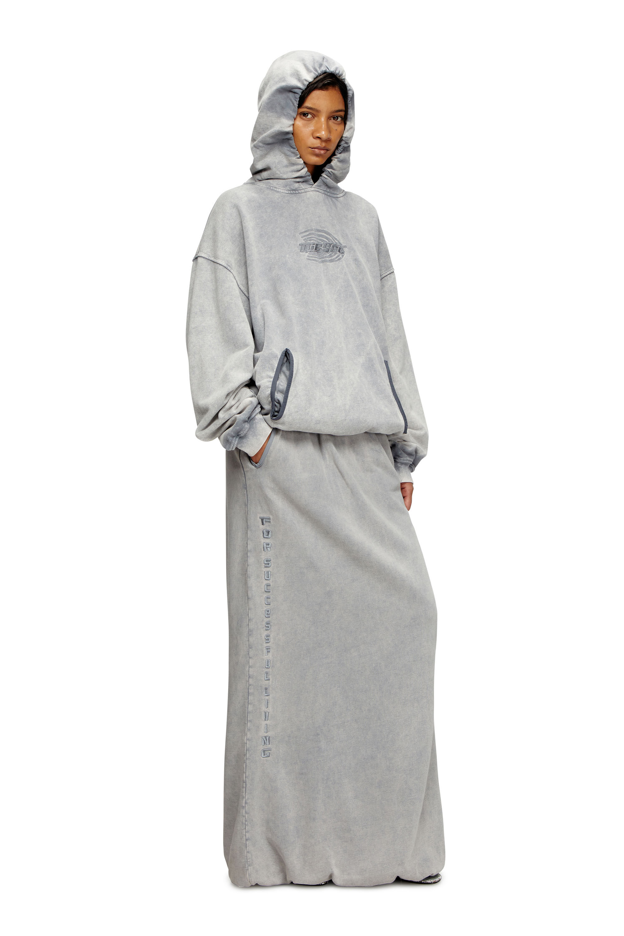 Diesel - O-REIRA, Jupe longue avec forme balloon Femme in Gris - 1