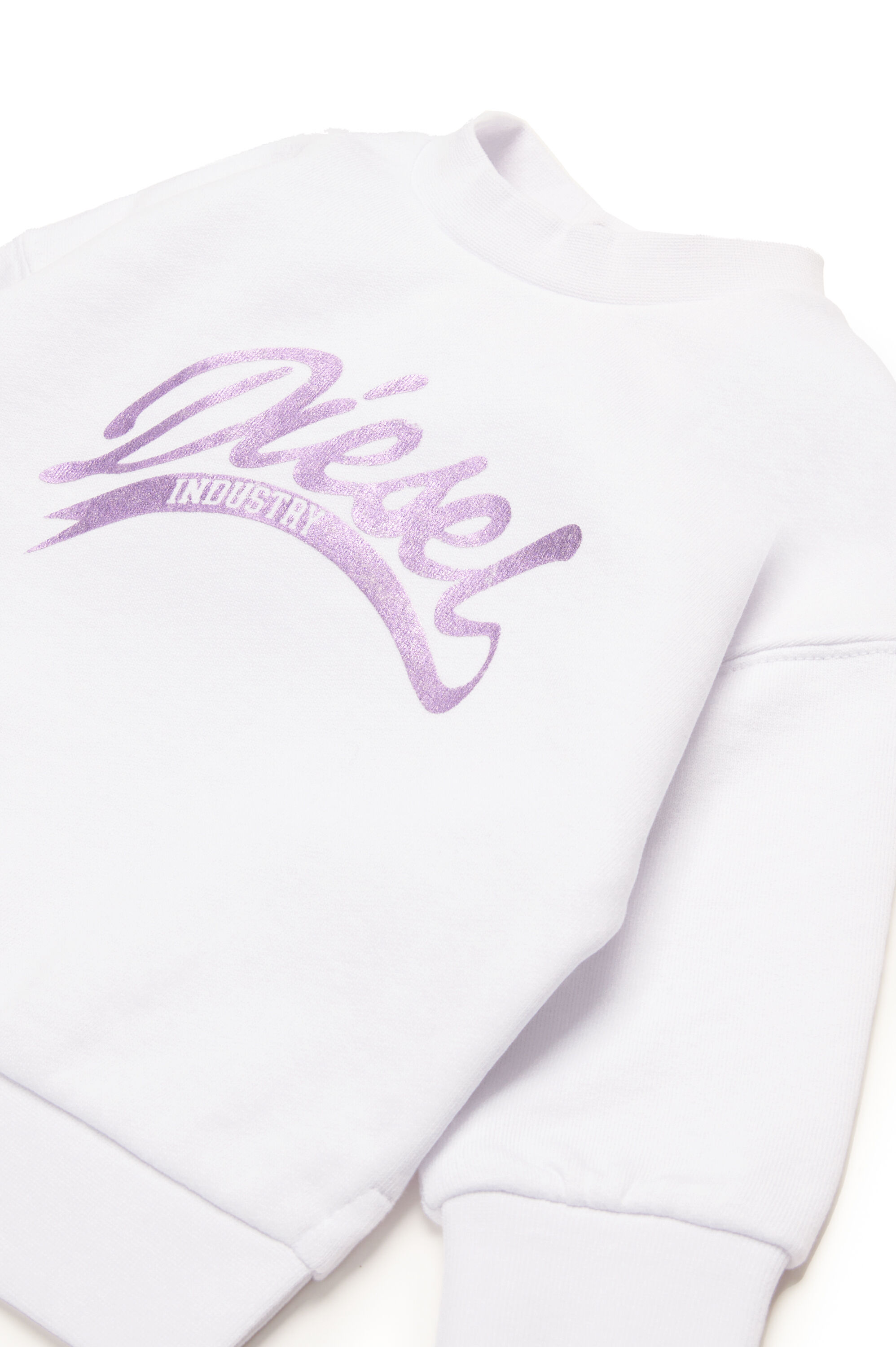 Diesel - SFLOWERB, Sweat-shirt en coton avec logo métallisé Femme in Blanc - 3