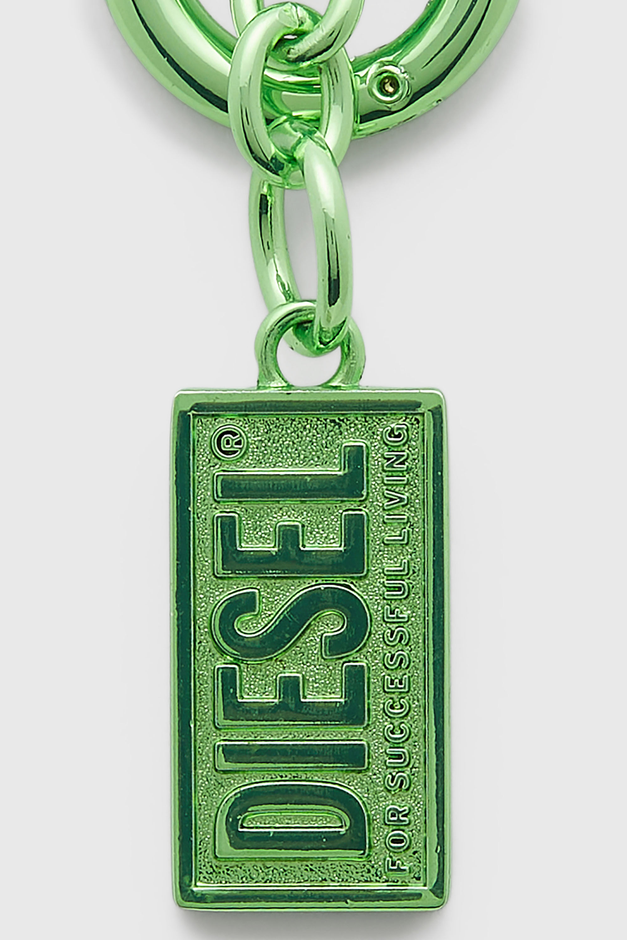 Diesel - CHARM-BISCOTTO, Porte-cl&eacute;s en m&eacute;tal avec pendentif logo Biscotto Femme in Vert - 3