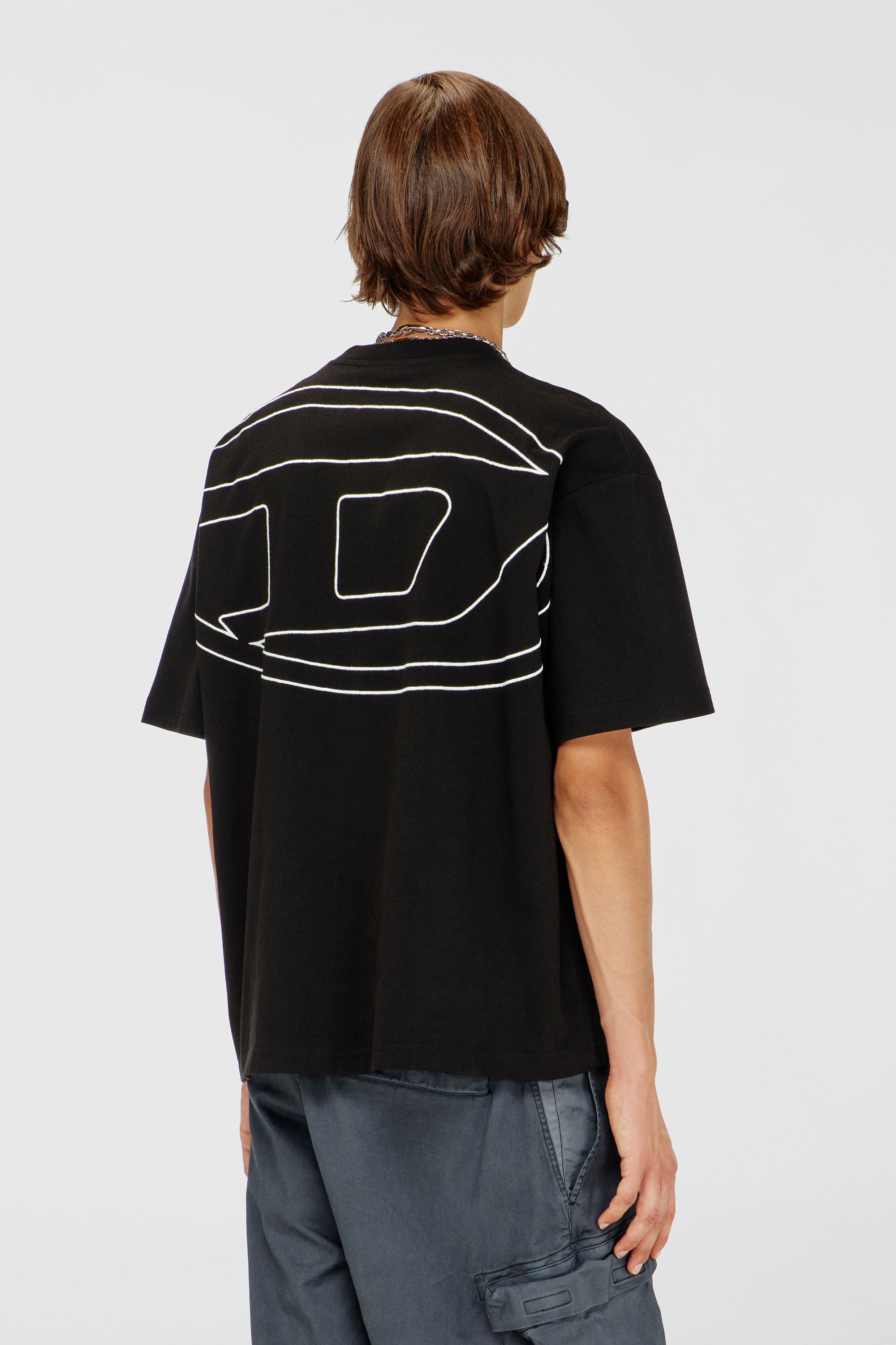 Diesel - T-BOGGY-MEGOVAL-D, T-shirt avec maxi oval D brod&eacute; Homme in Noir - 4