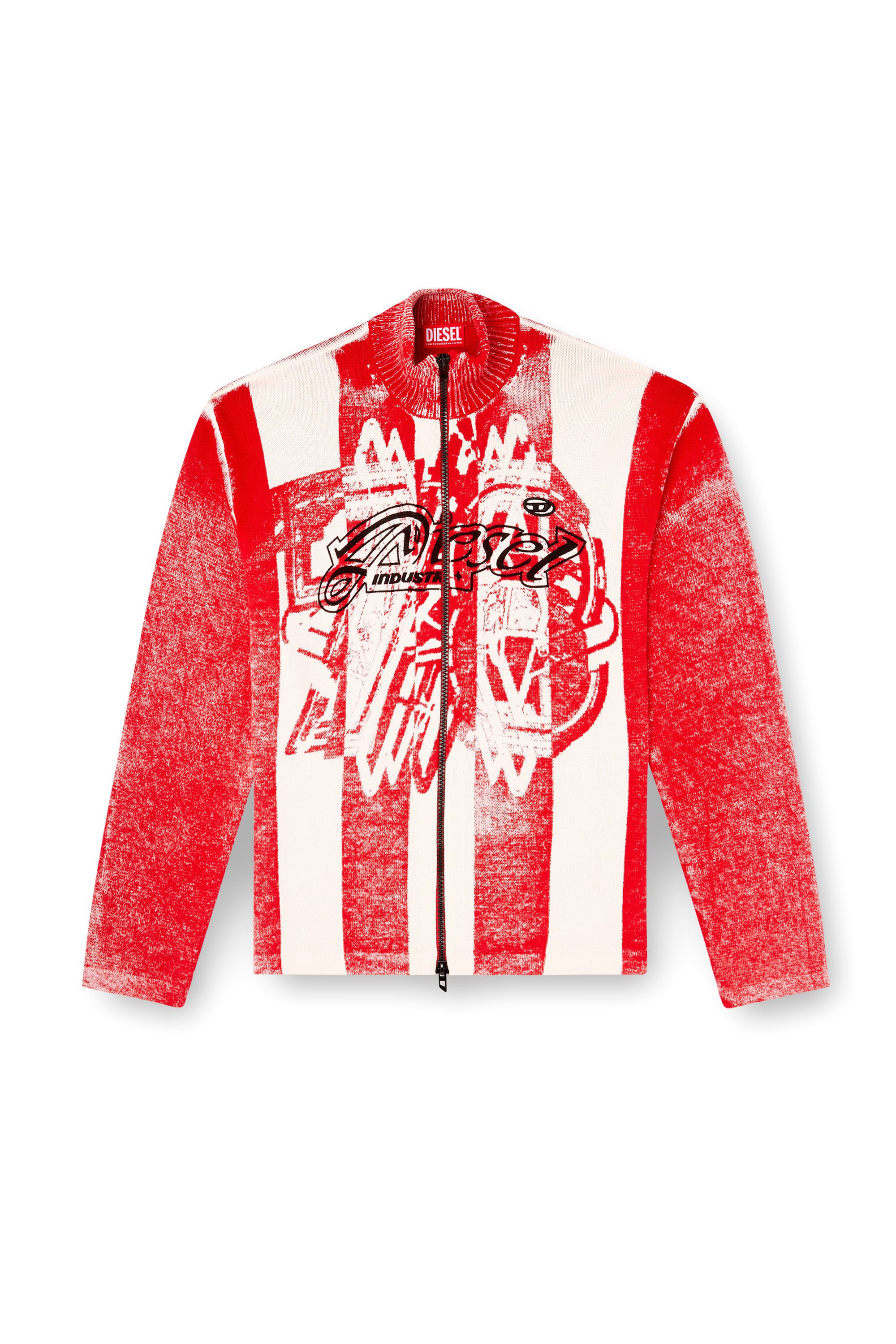 Diesel - K-OLIBA-JKT, Cardigan zippé à rayures, imprimé à l'intérieur Homme in Polychrome - 2