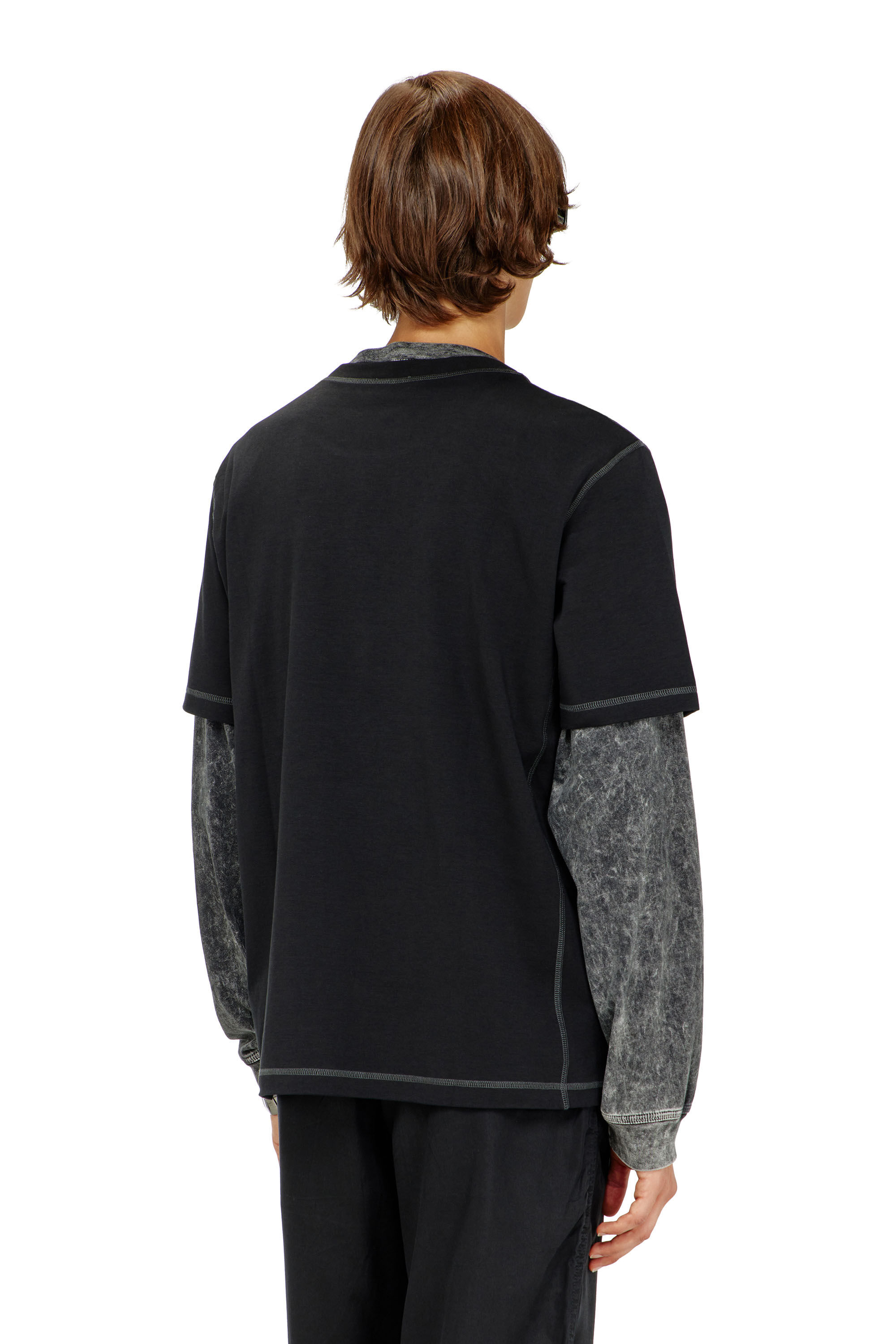 Diesel - T-MADJUST-TR, T-shirt r&eacute;guli&egrave;re avec col rond et Oval D Homme in Gris - 4
