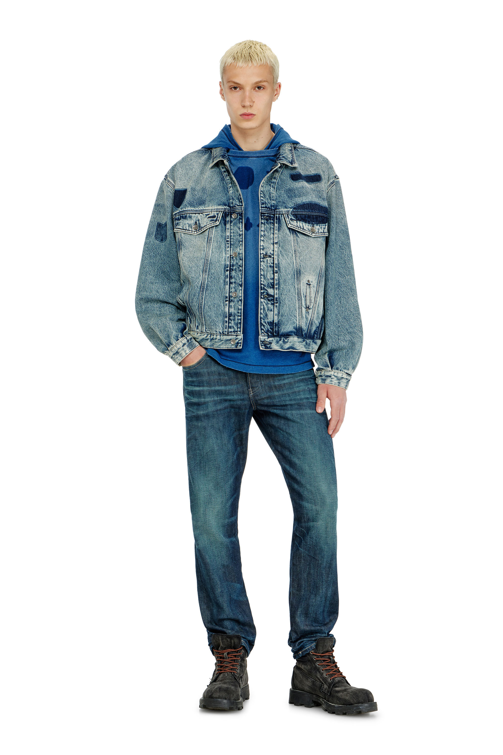 Diesel - D-DENVER-S2, Veste trucker avec effets patch Mixte in Bleu - 1