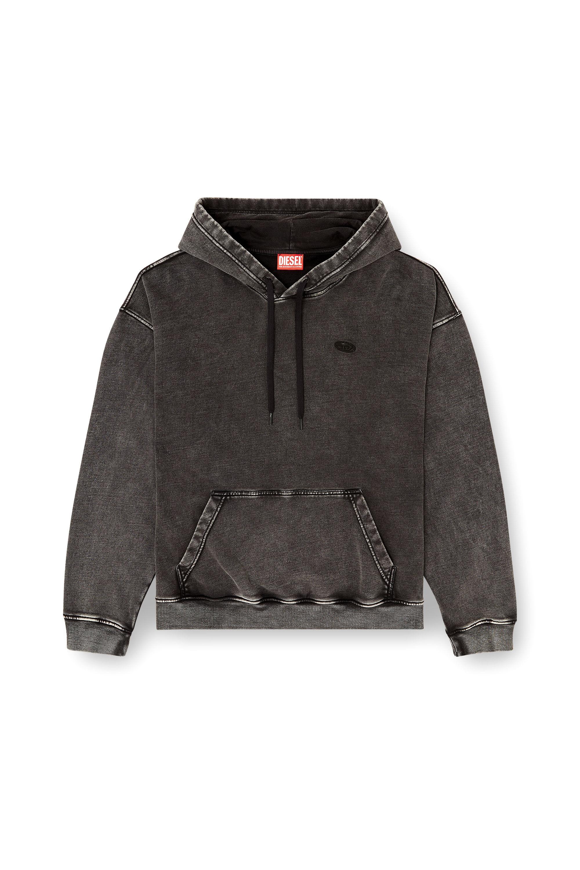 Diesel - S-BOXT-HOOD-DEN, Sweat à dos patchwork coupé brut Homme in Gris - 2