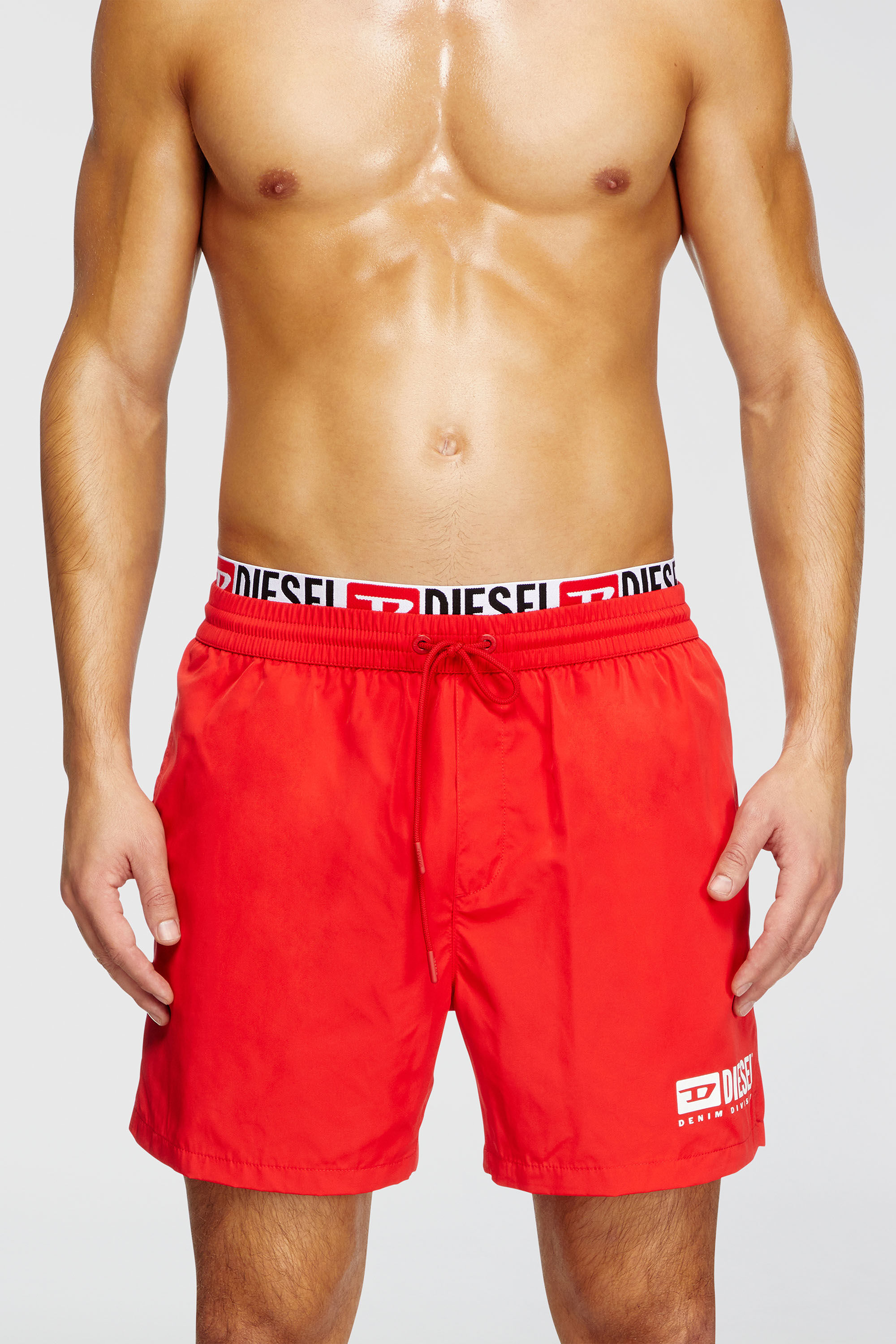 Diesel - VISPER-41-D-CORE, Short de bain court avec imprim&eacute; logo Homme in Rouge - 1