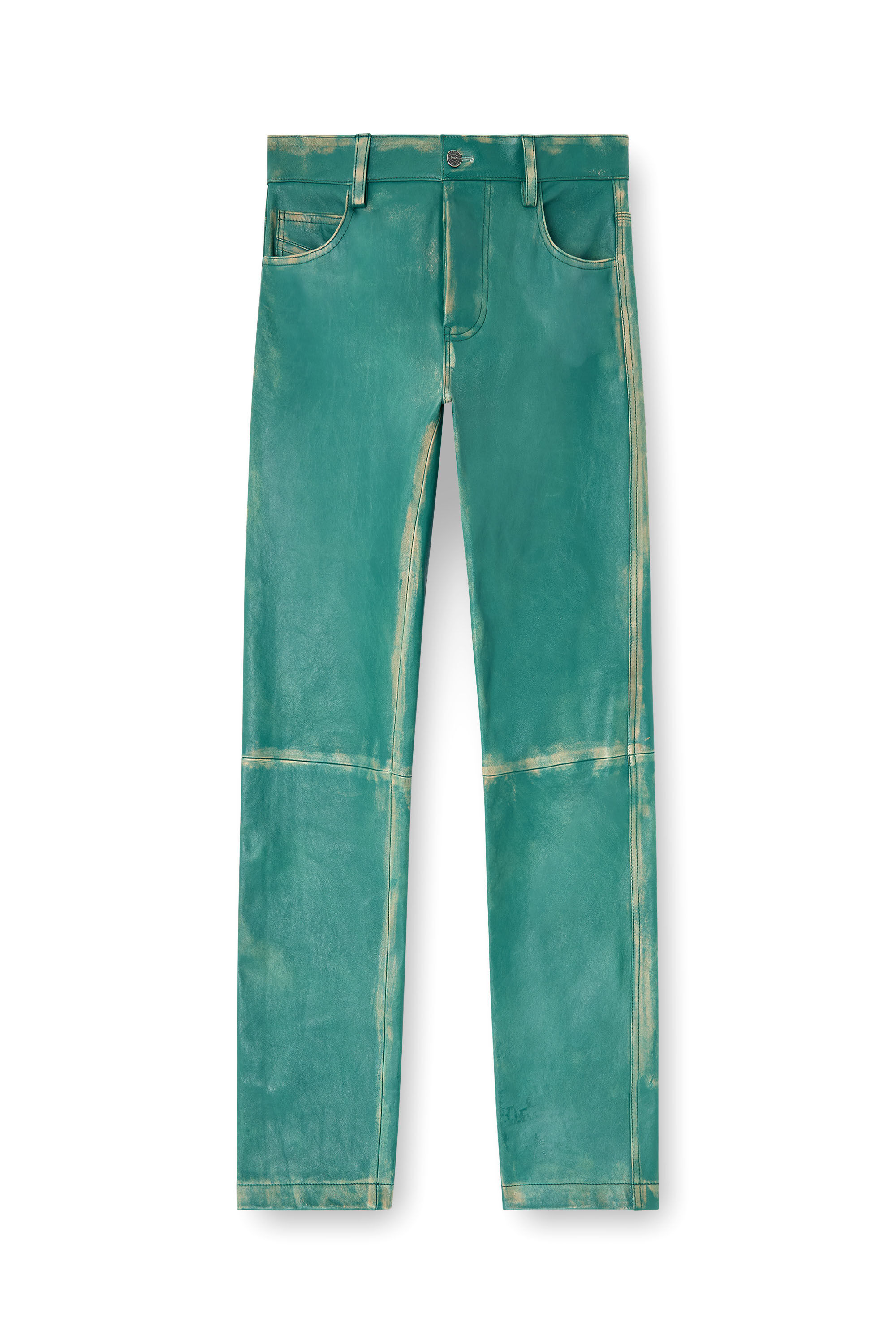 Diesel - P-OCKET, Man's Pants in treated leather in Green - 2