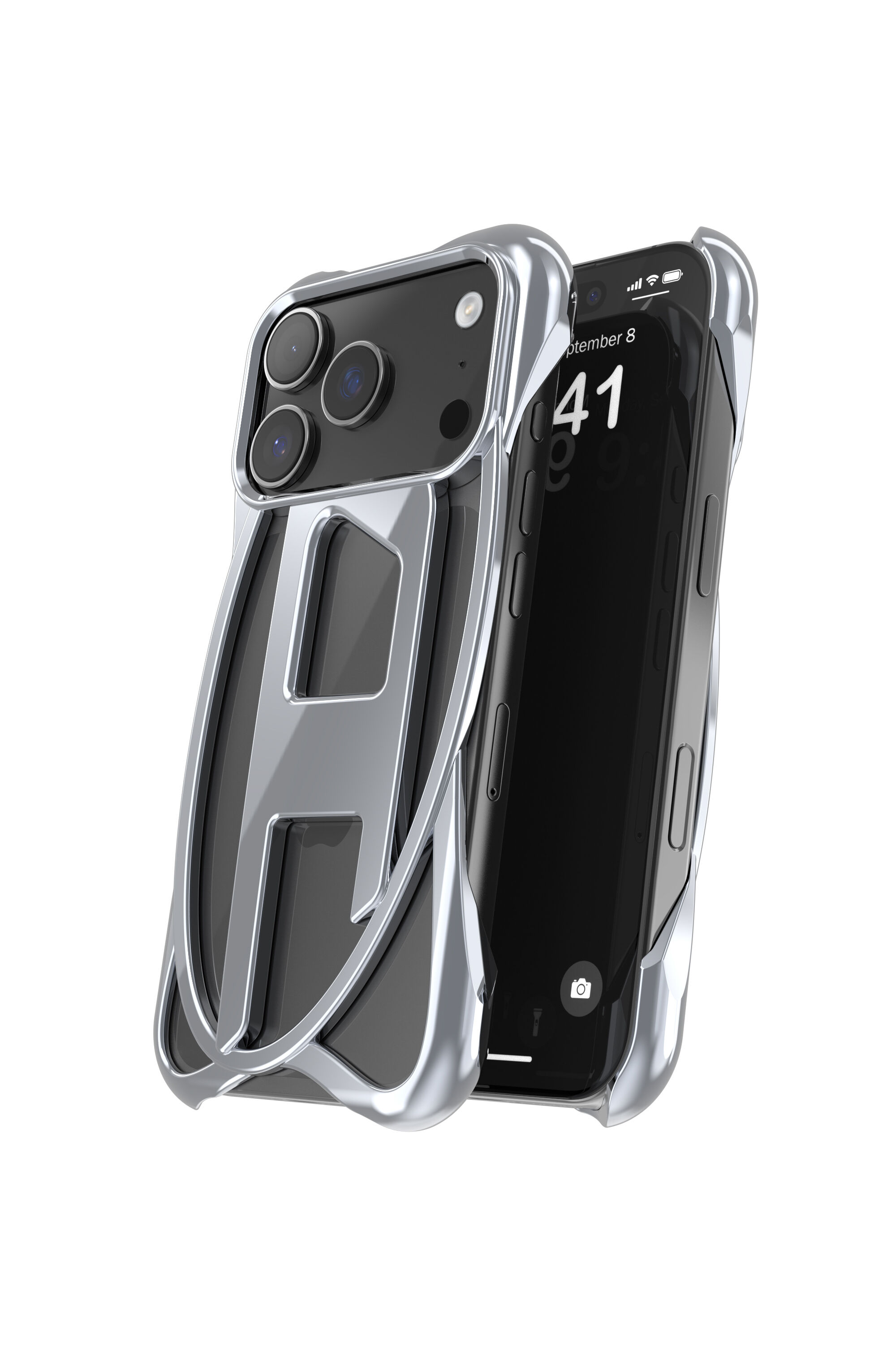 Diesel - 60445  D FRAME CASE, Étui brillant Caged D pour iPhone 17 Pro Mixte in Gris - 3