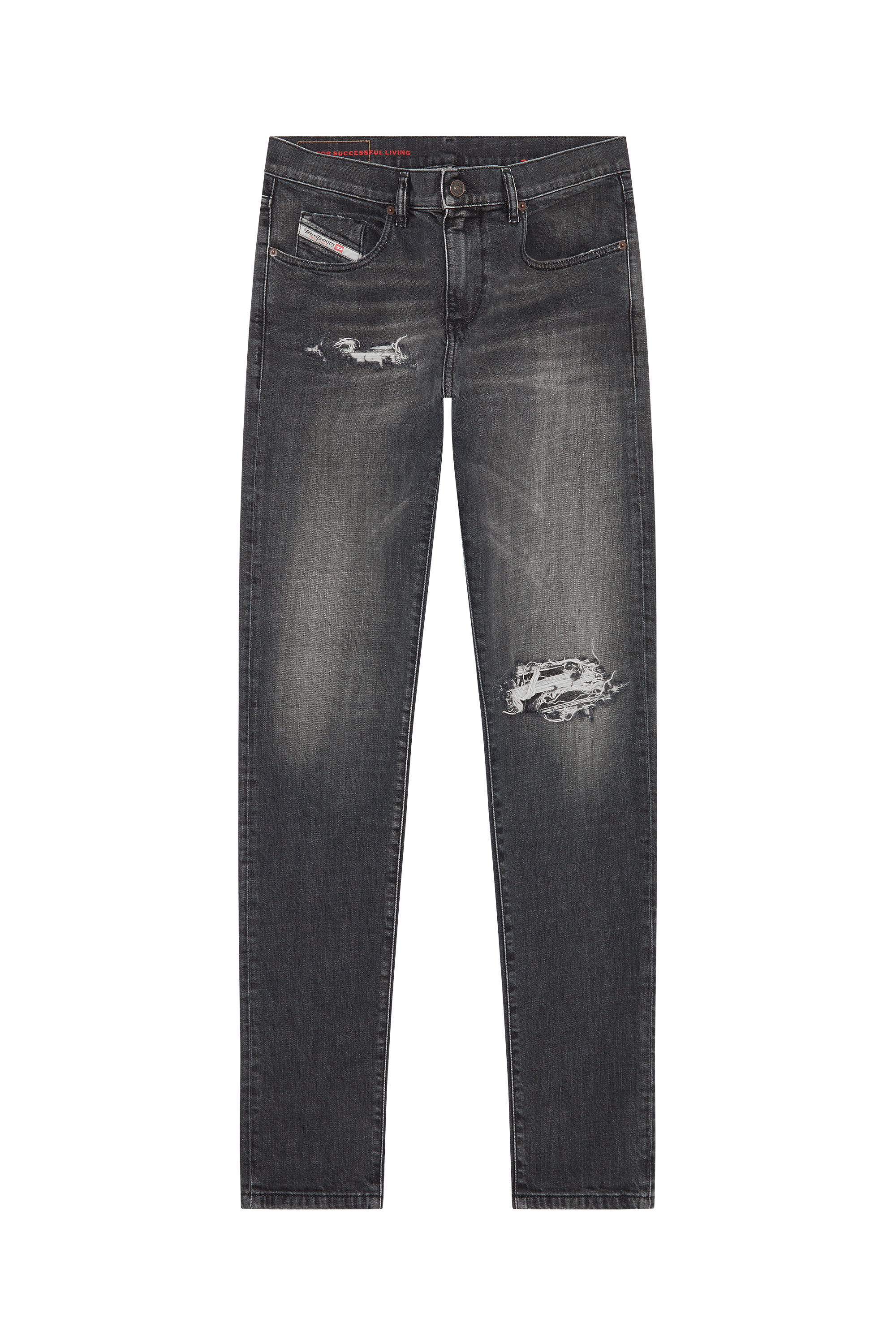 Diesel - 2019 D-Strukt 09F07 Slim Jeans, Noir/Gris foncé - Image 2
