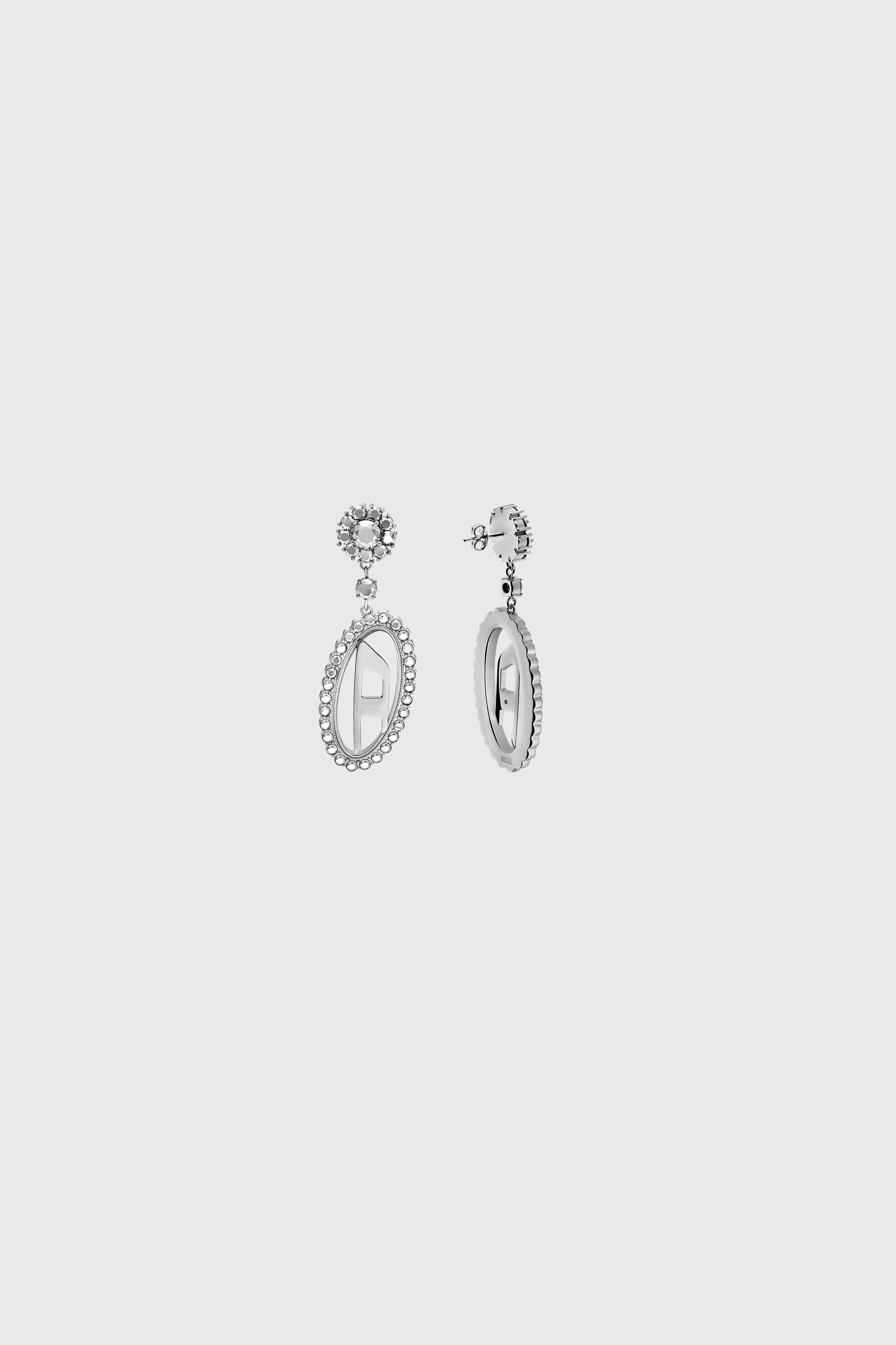 Diesel - DX1751040, Boucles d'oreilles pendantes en acier inoxydable serties de pav&eacute; Mixte in Gris argent&eacute; - 3