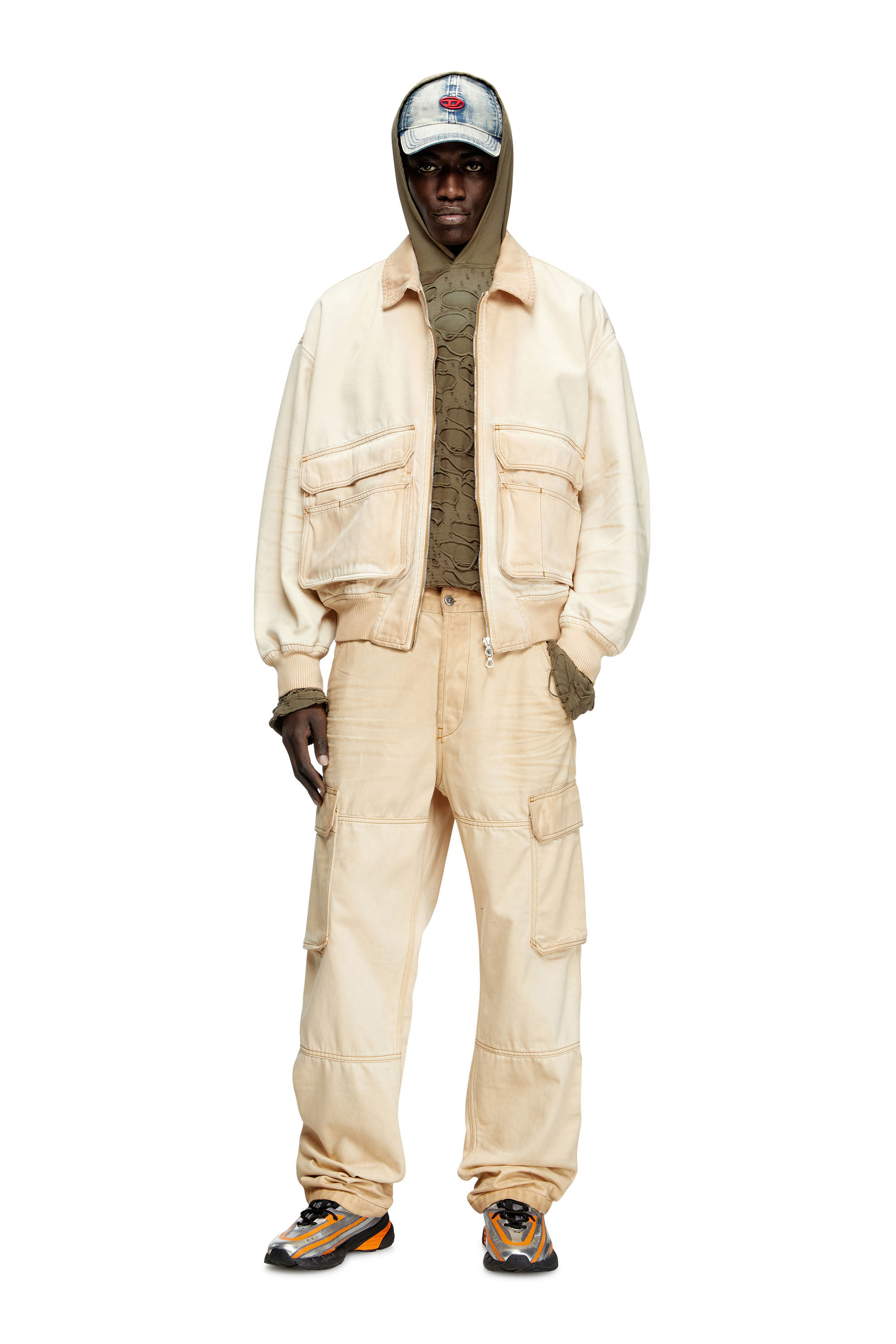 Diesel - D-KURZ, Veste en denim tissé batavia Mixte in Beige - 1
