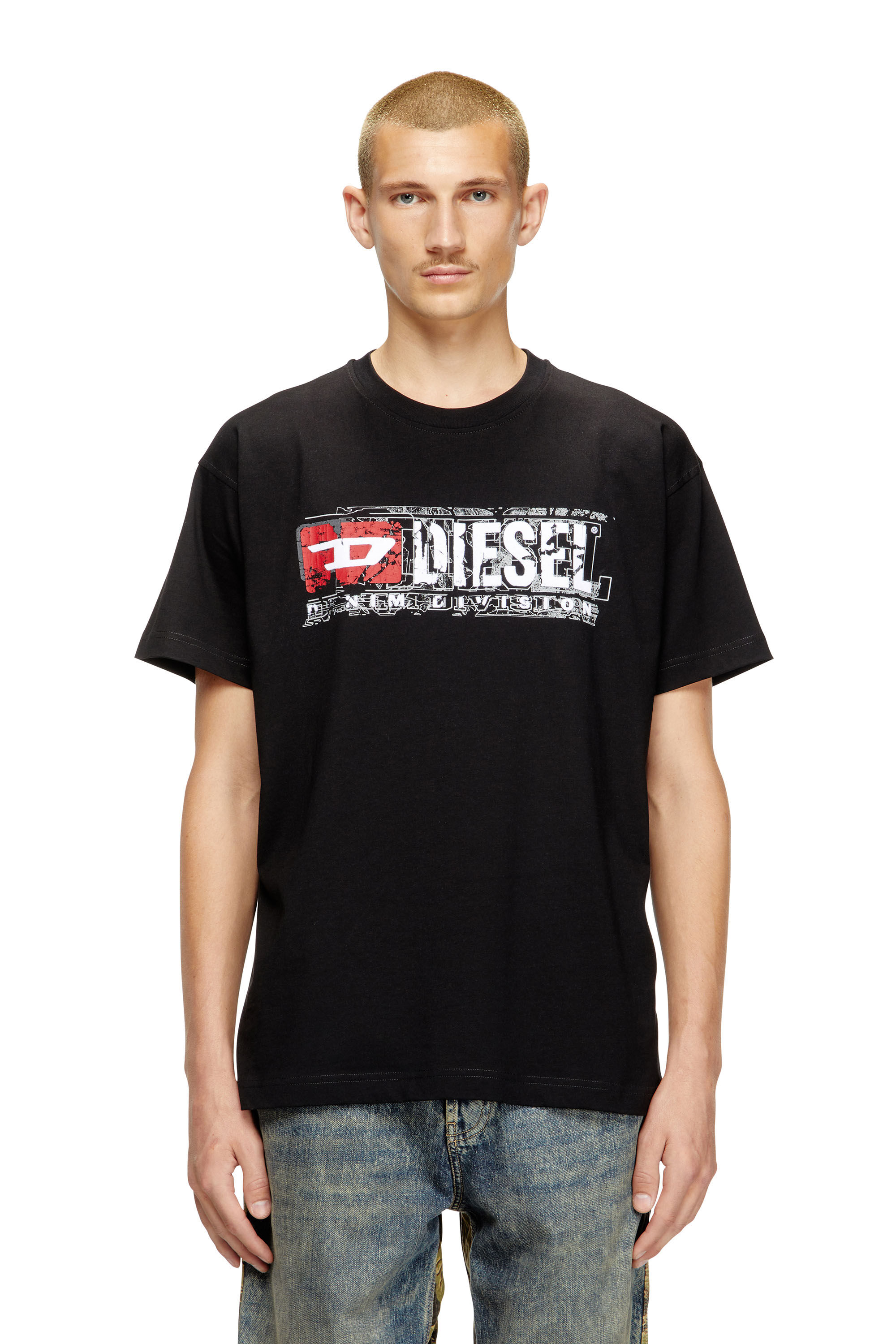 Diesel - T-NORM-T6, T-shirt avec logo Diesel Denim Division floqu&eacute; Homme in Noir - 3