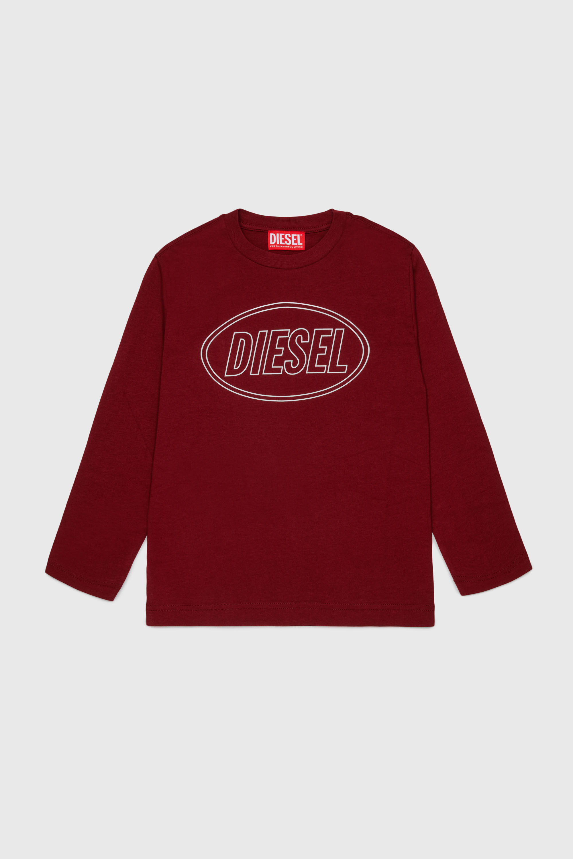 Diesel - TCIRCLELS OVER, T-shirt &agrave; manches longues avec logo Oval D Homme in Rouge - 1