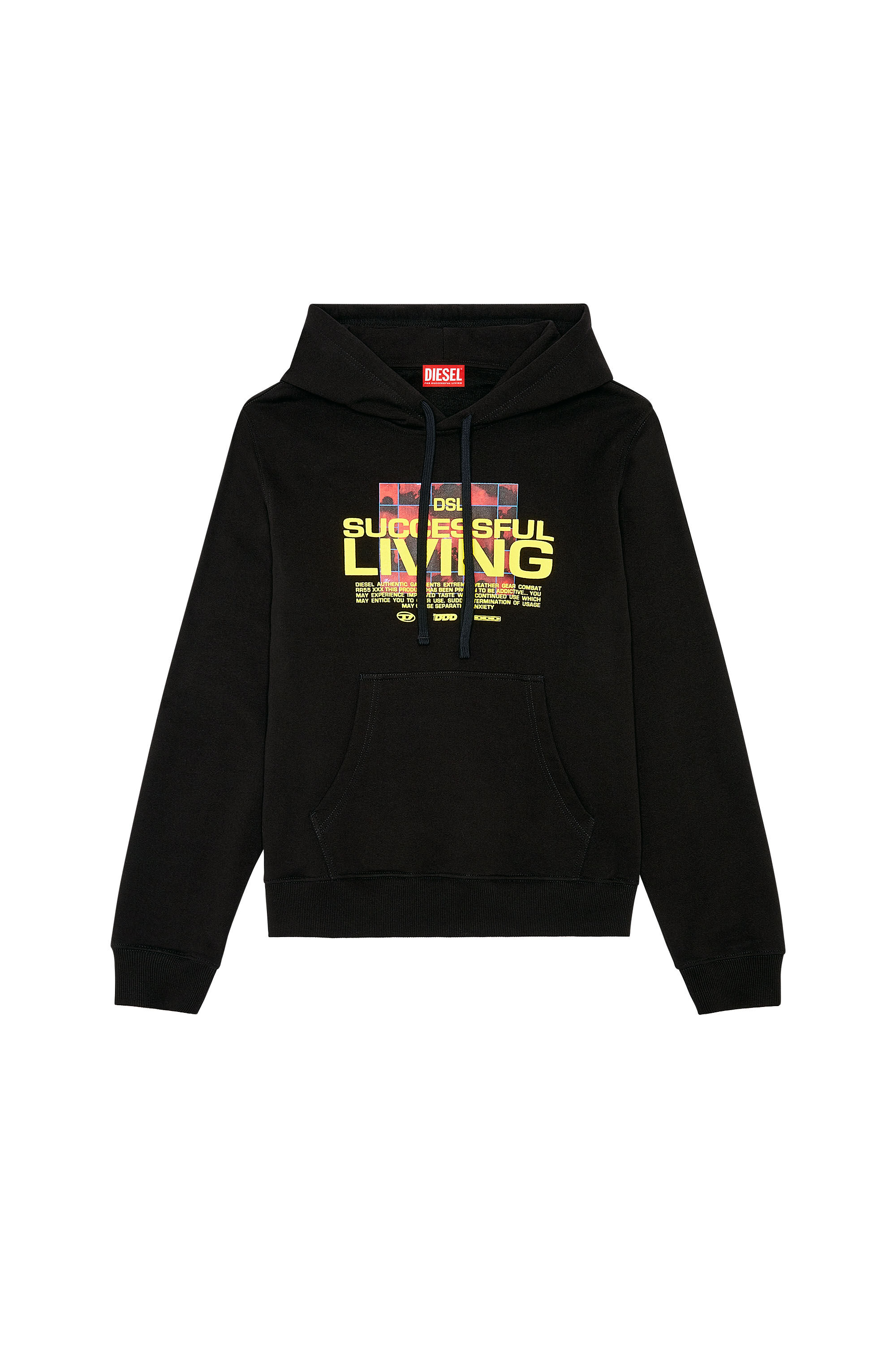 Diesel - S-GINN-HOOD-N1, Sweat-shirt à capuche avec lettrage à encre gonflante Homme in Noir - 2