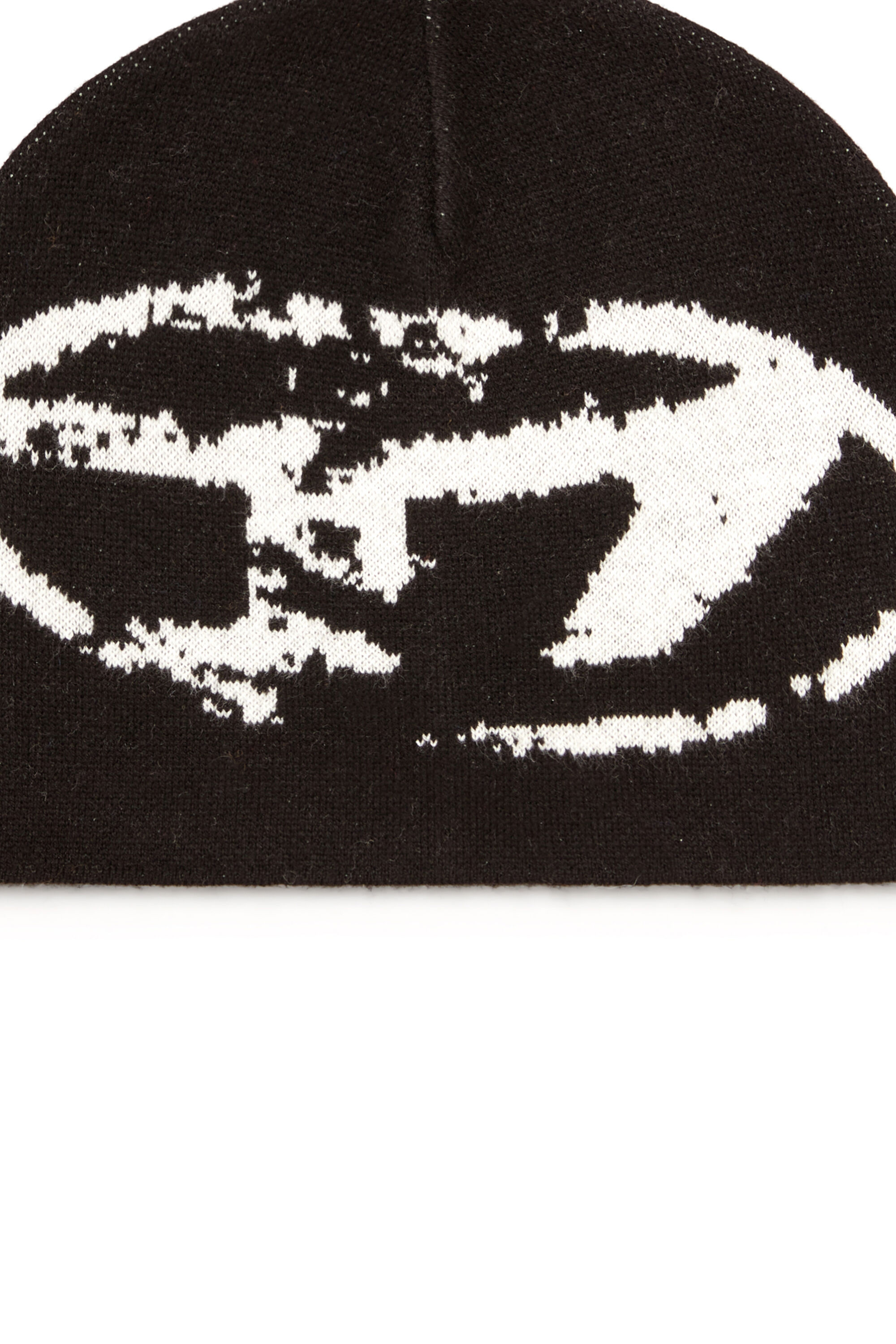 Diesel - K-APITAN, Bonnet en laine m&eacute;lang&eacute;e avec logo Oval D Mixte in Noir - 3