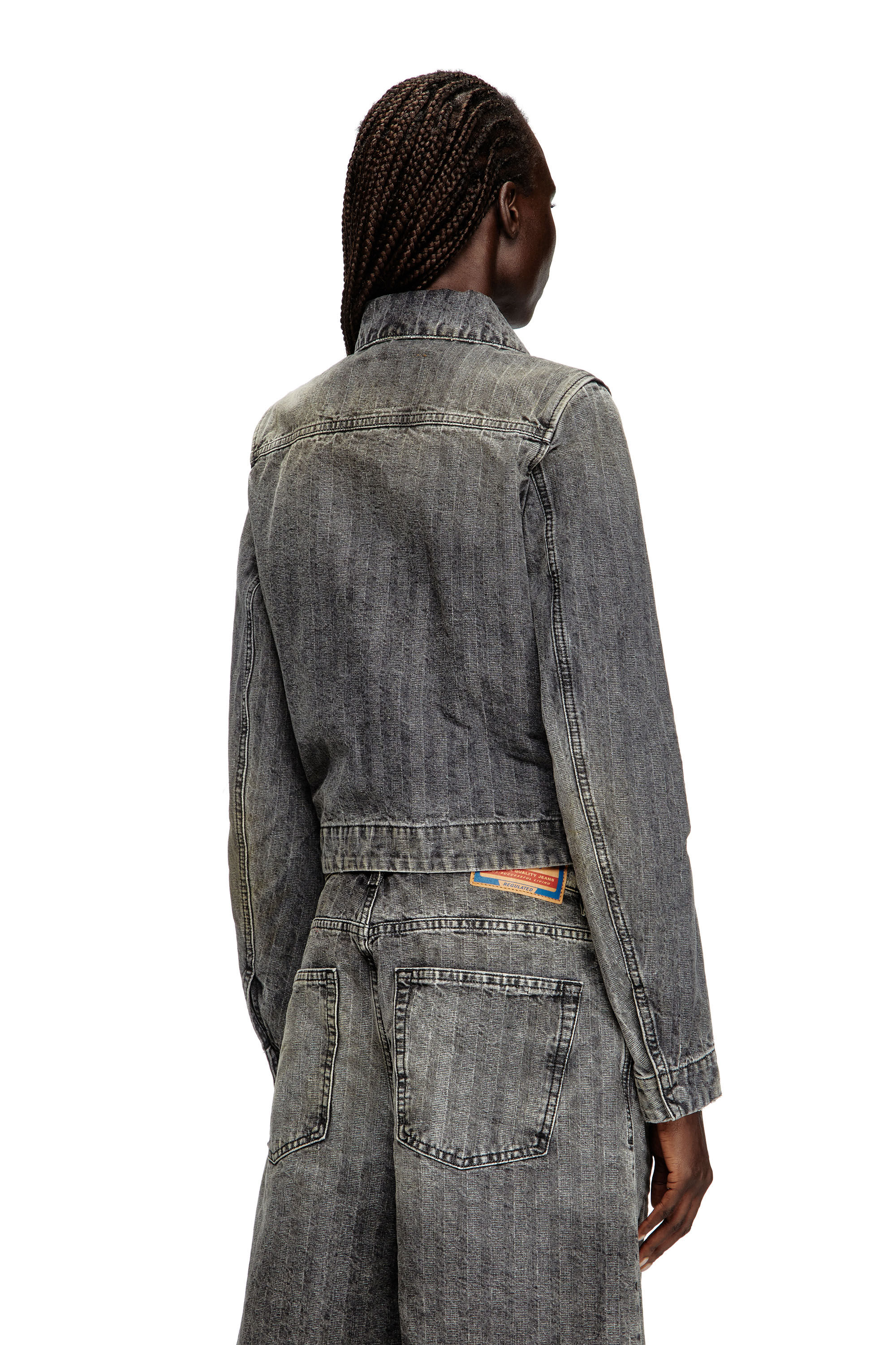 Diesel - DE-CORB, Veste en denim à chevrons Femme in Gris - 4