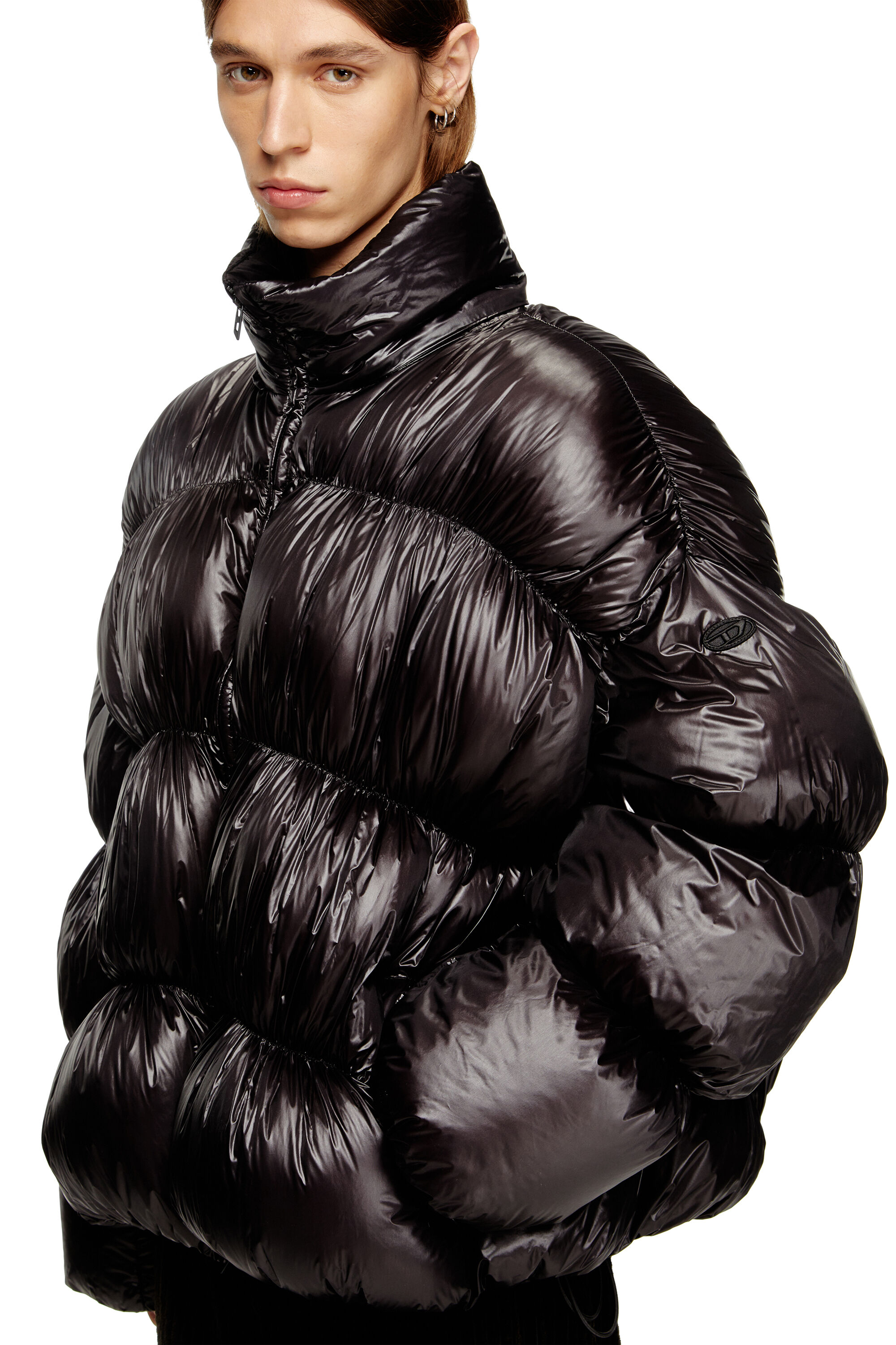 Diesel - W-CHOCO, Doudoune à capuche avec effet bulles Homme in Noir - 5