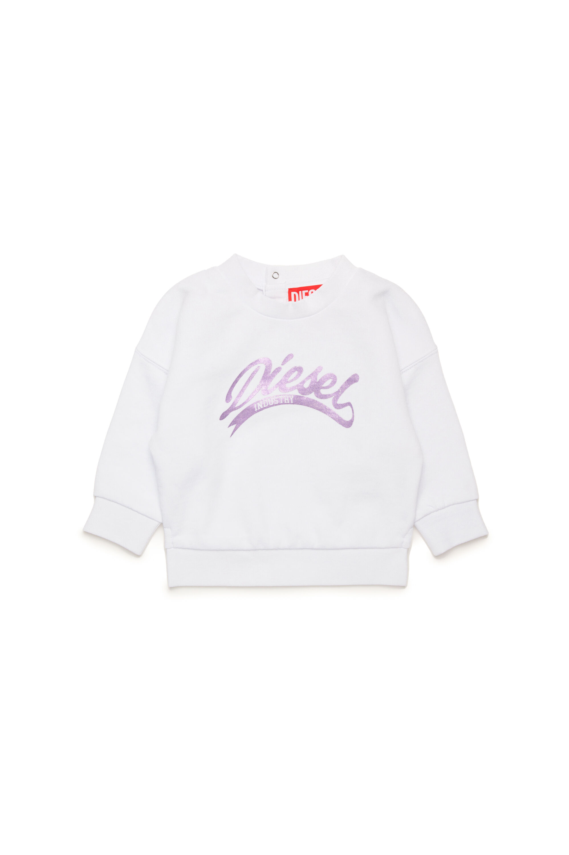Diesel - SFLOWERB, Sweat-shirt en coton avec logo métallisé Femme in Blanc - 1