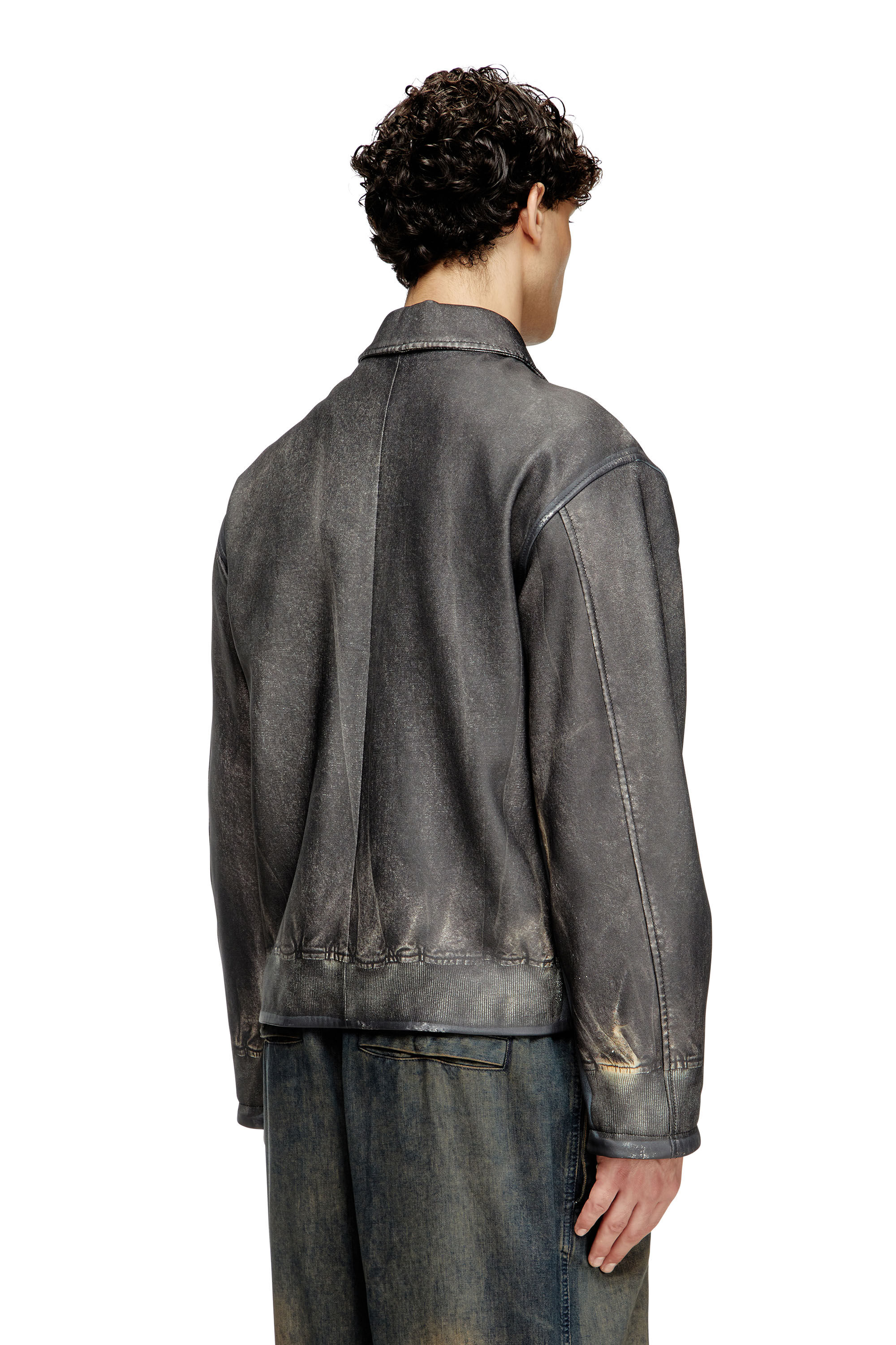 Diesel - L-MAYER, Veste en cuir avec poches trompe-l'œil Homme in Noir - 4