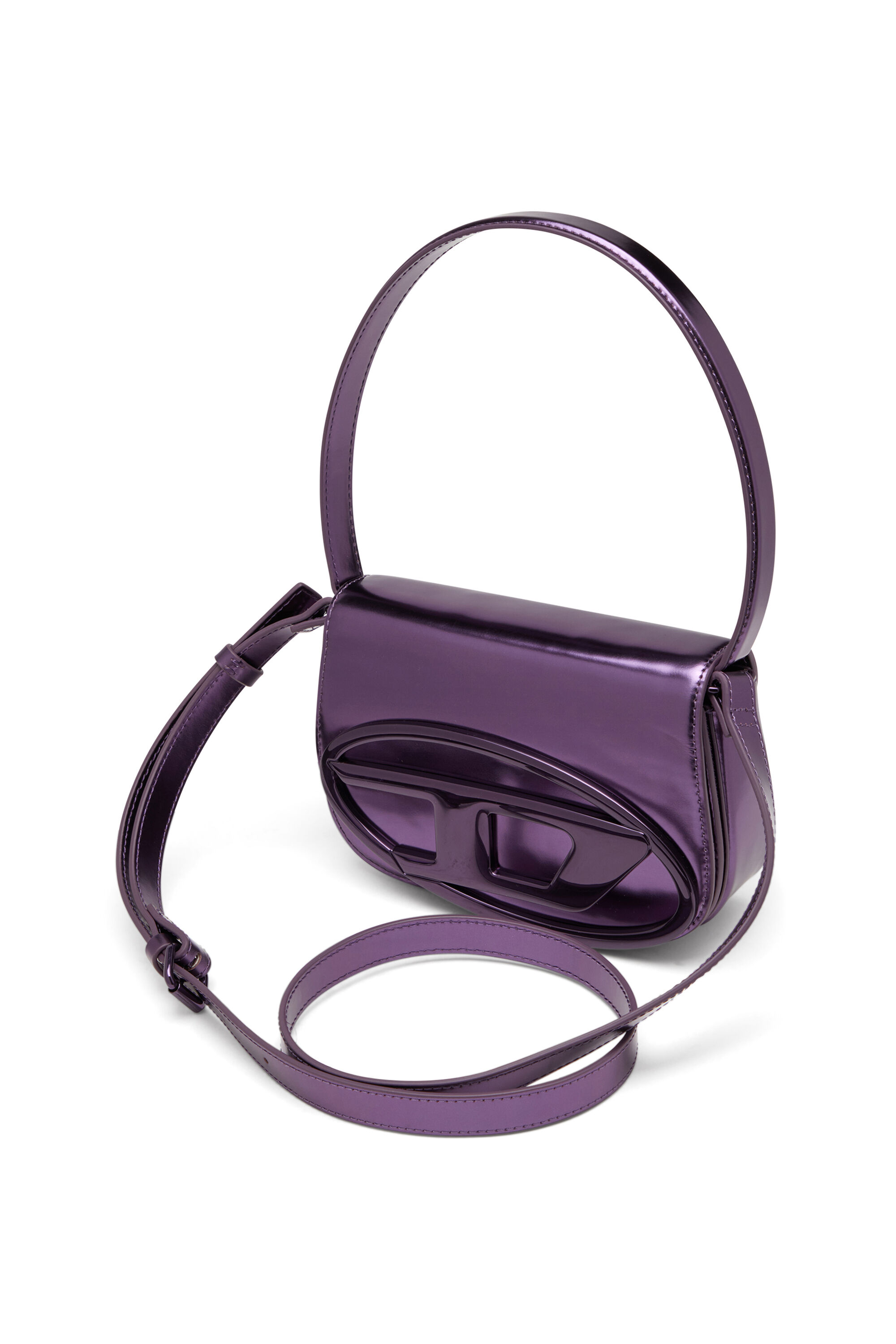 Diesel - 1DR, 1DR-Sac iconique à bandoulière en cuir effet miroir Femme in Violet - 2