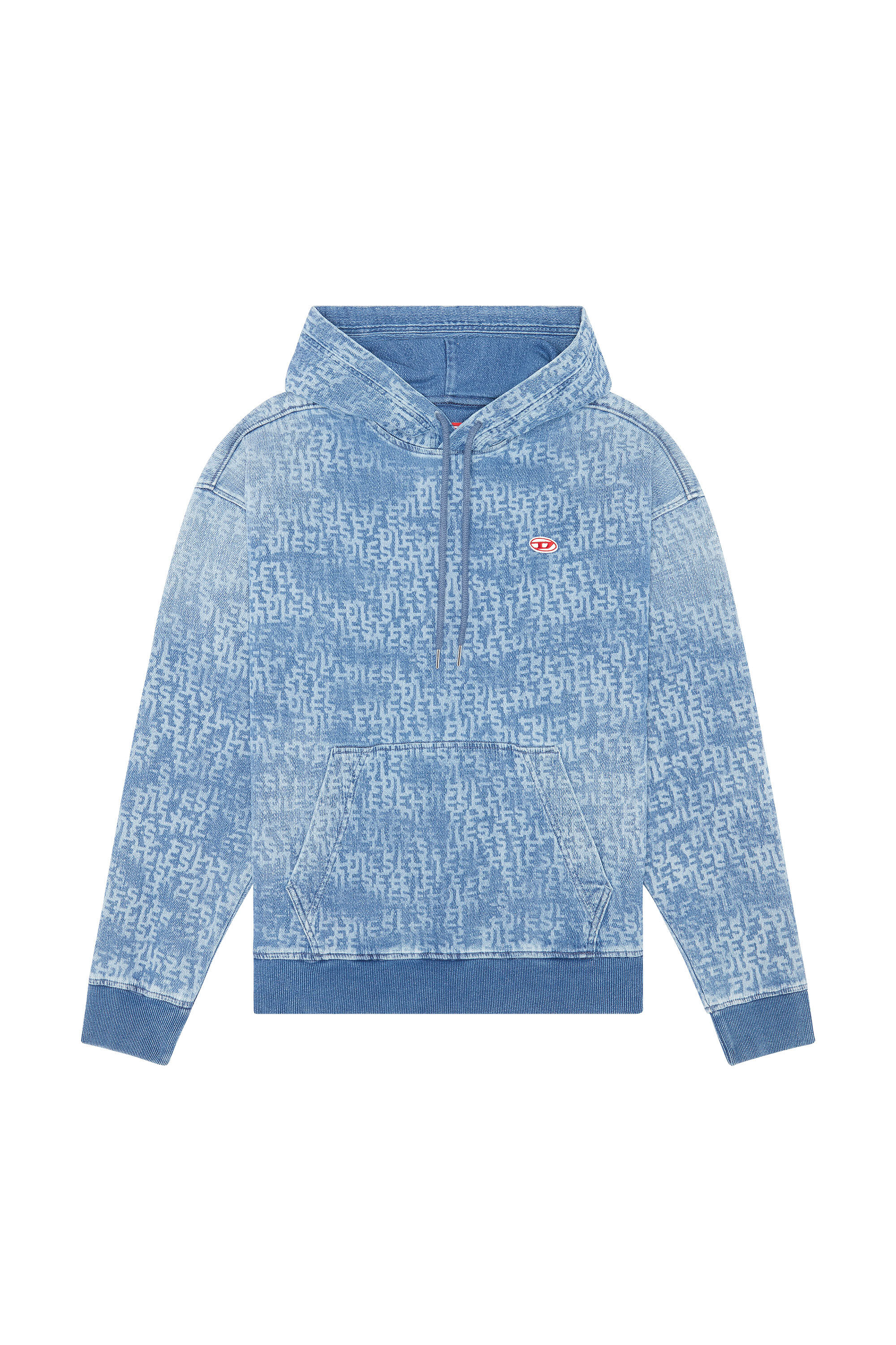 Diesel - D-UM-RIB TRACK DENIM HOODIE, Bleu Clair - Image 2